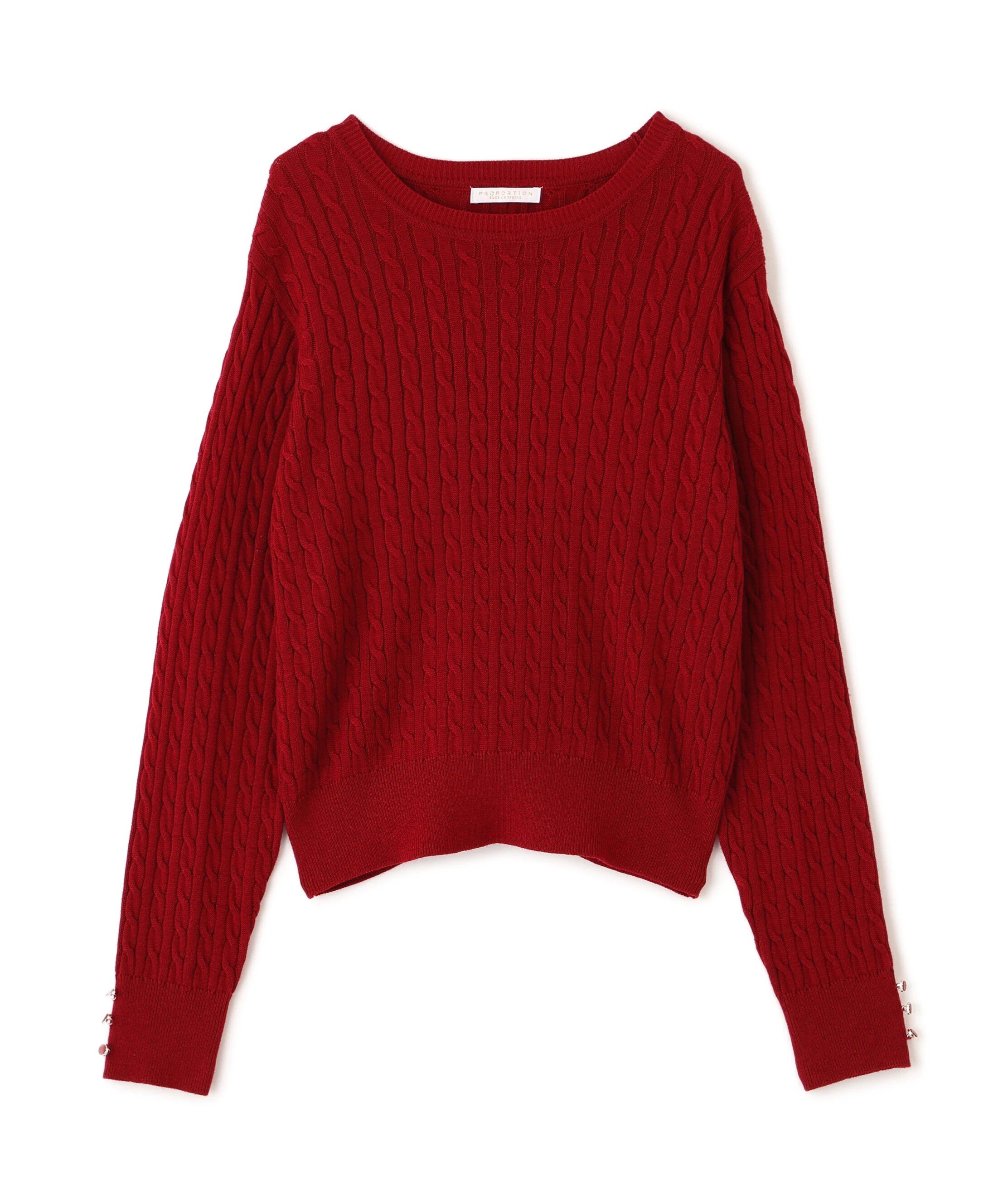 PROPORTION BODY DRESSING「＜ハンドウォッシャブル＞袖釦ミニケーブルニット」|ニット・セーター|