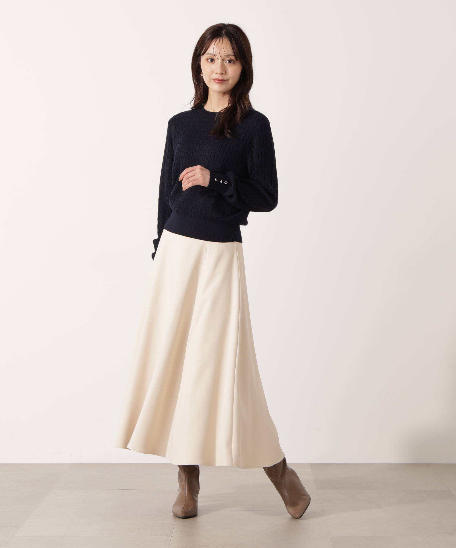 PROPORTION BODY DRESSING「＜ハンドウォッシャブル＞袖釦ミニケーブルニット」|ニット・セーター|