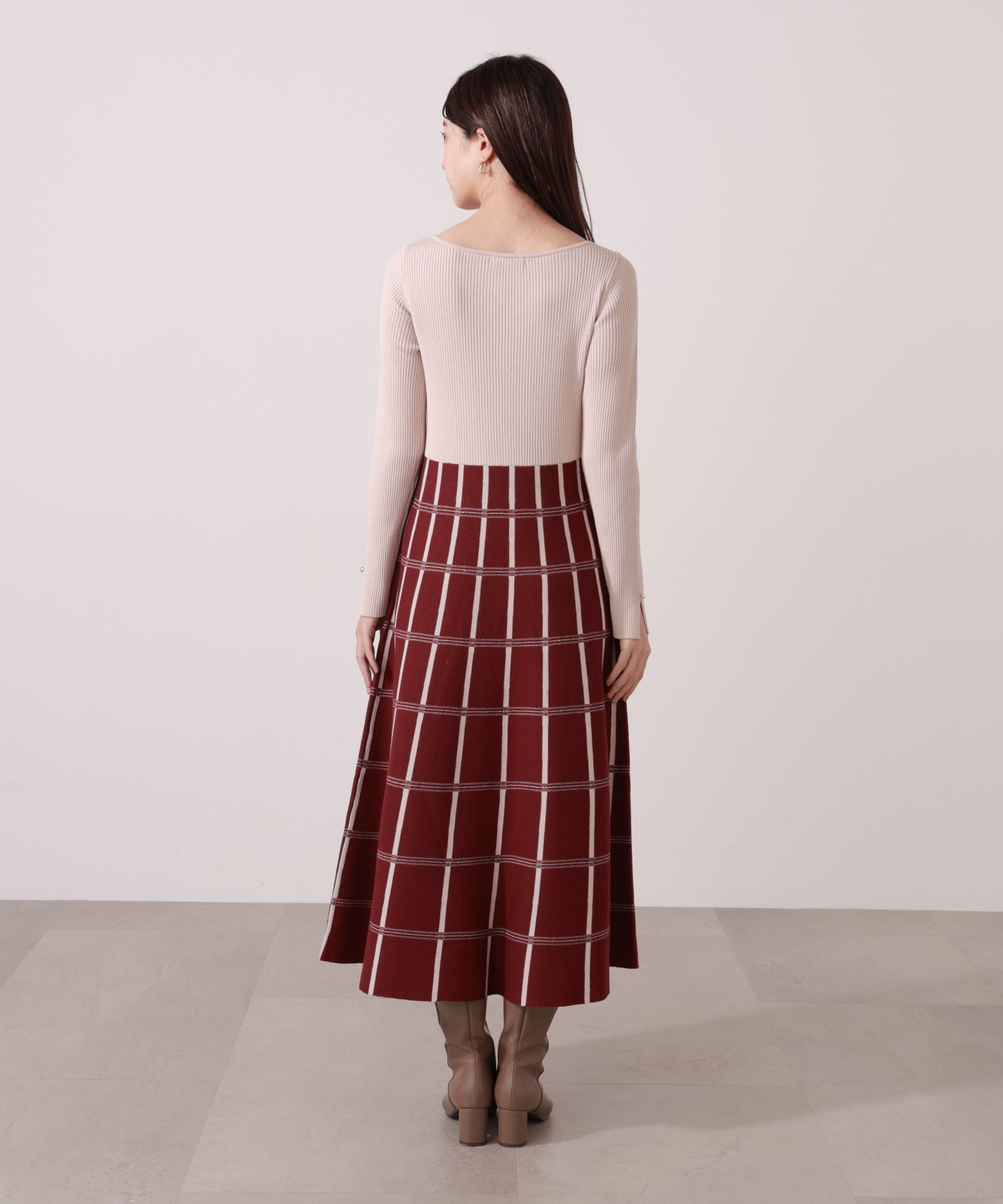 PROPORTION BODY DRESSING「チェック柄ジャガードニットワンピース 25AW」|ワンピース|