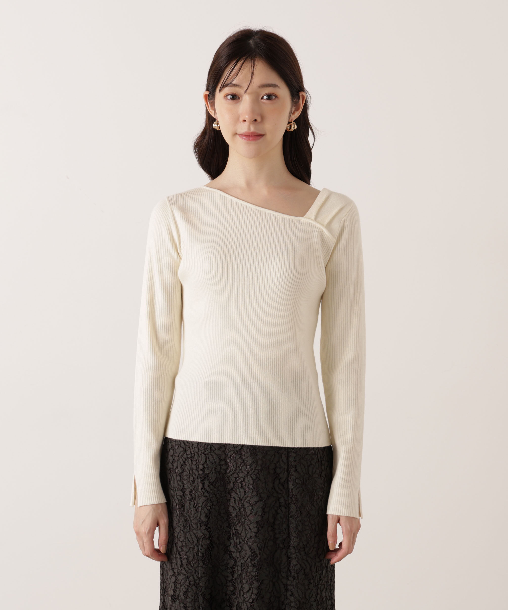 PROPORTION BODY DRESSING「アシメネックリブニット 25AW」|ニット・セーター|
