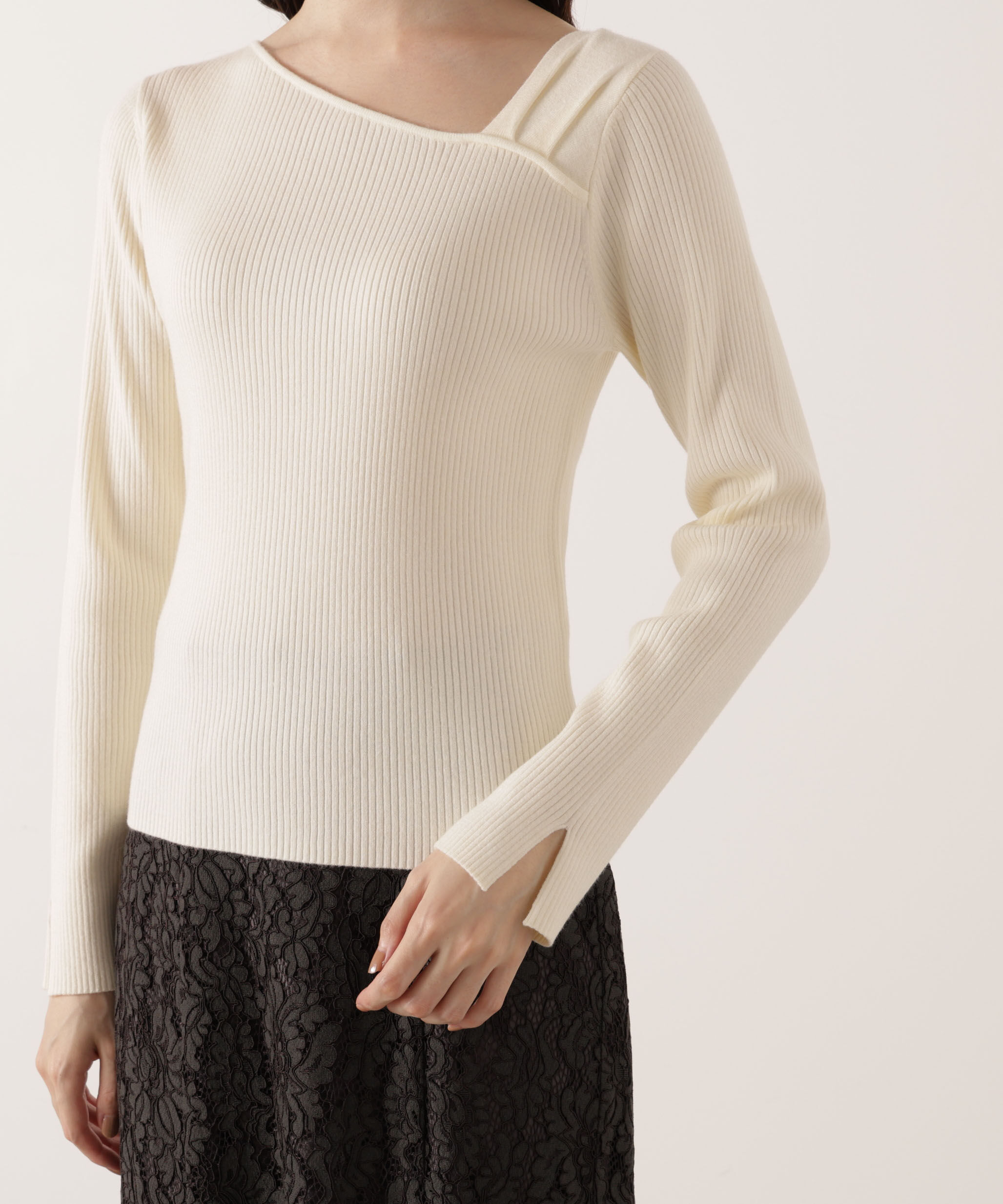 PROPORTION BODY DRESSING「アシメネックリブニット 25AW」|ニット・セーター|