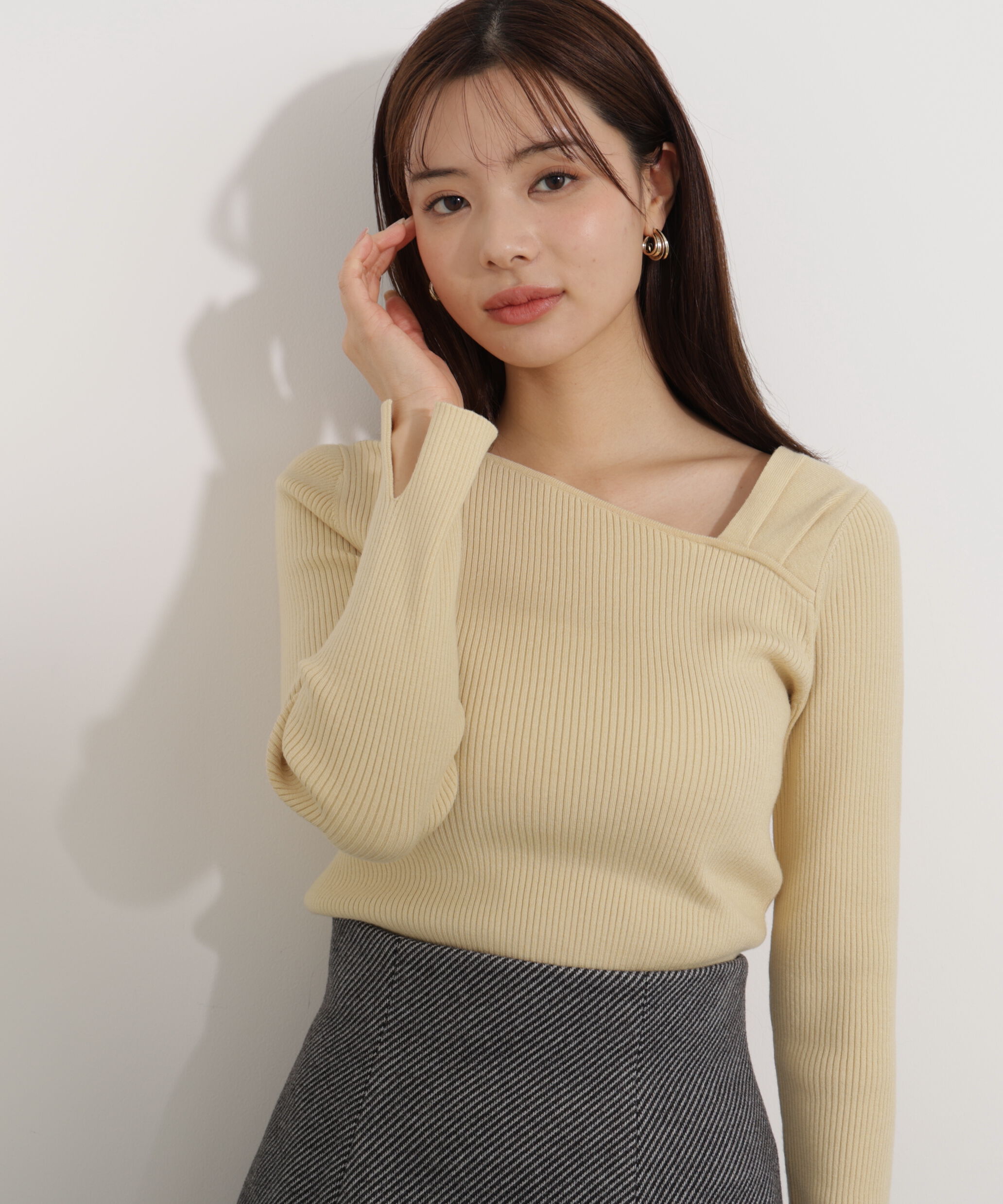 PROPORTION BODY DRESSING「アシメネックリブニット 25AW」|ニット・セーター|