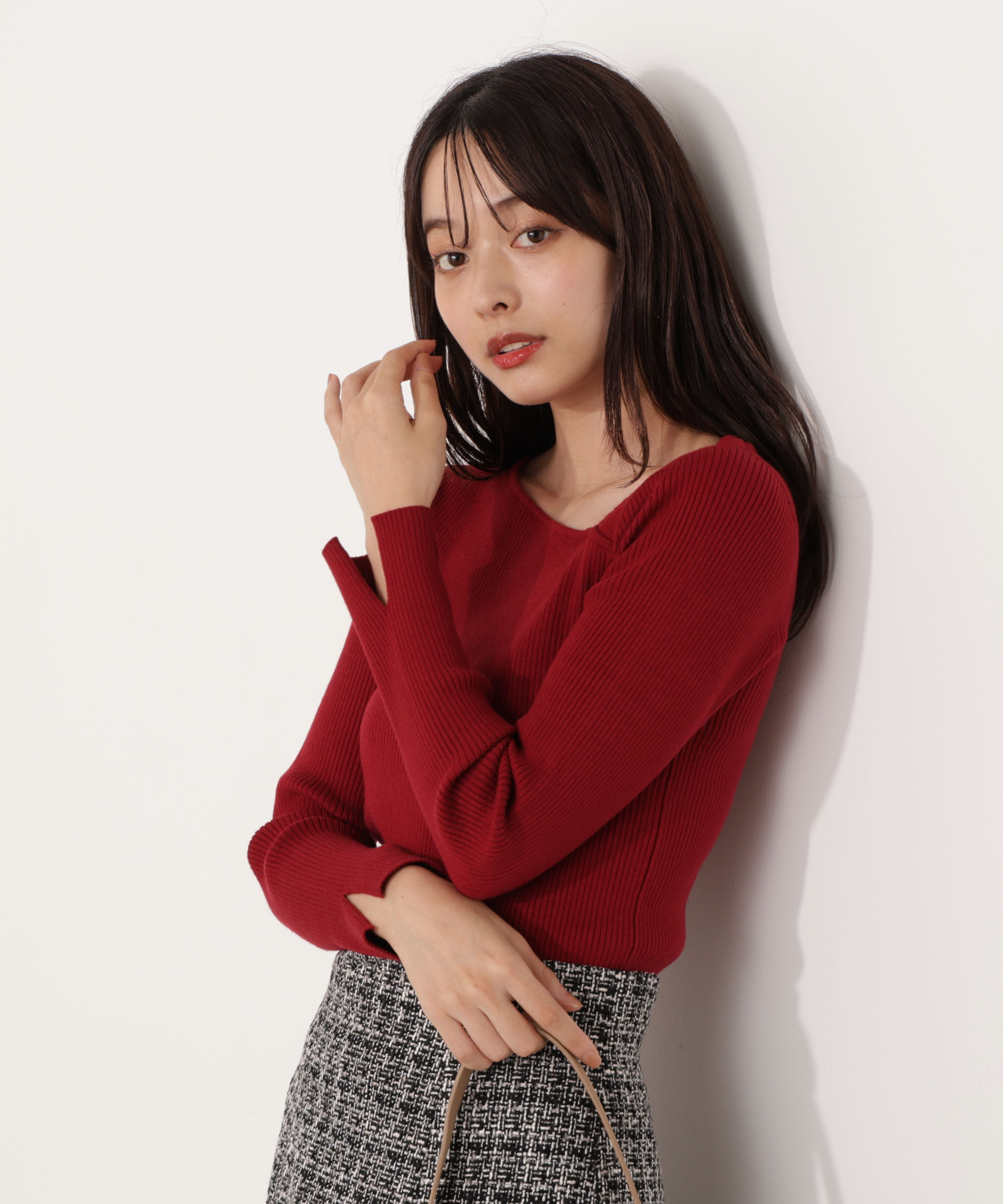 PROPORTION BODY DRESSING「アシメネックリブニット 25AW」|ニット・セーター|