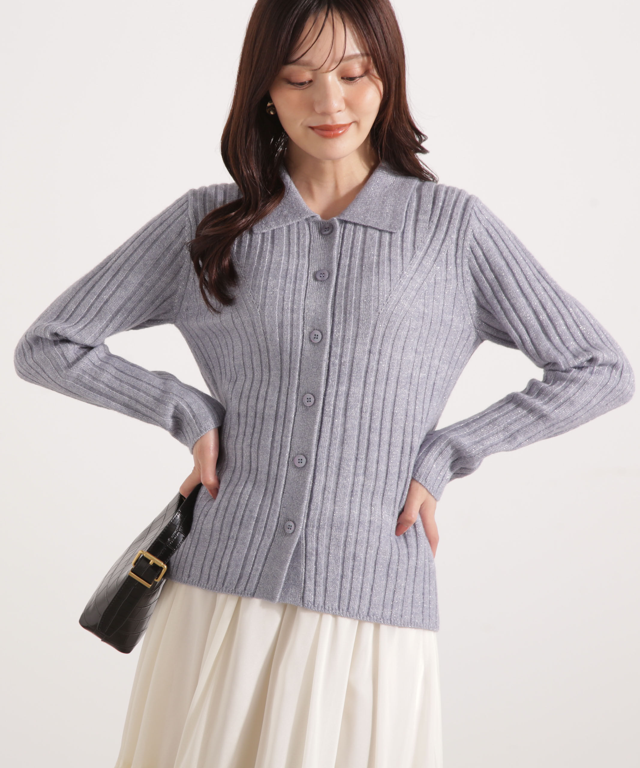 PROPORTION BODY DRESSING「カラーネックラメニット 25AW」|ニット・セーター|