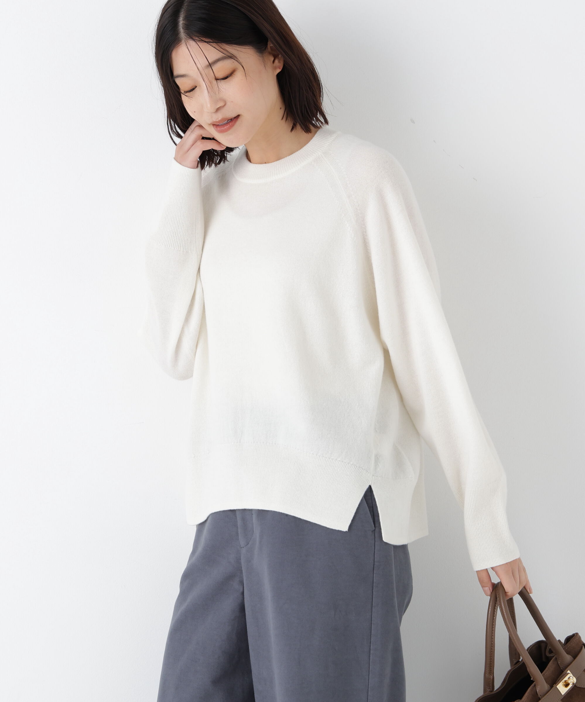  「◆ミドルゲージウールクルーネックプルオーバー」|ニット・セーター|オフ1