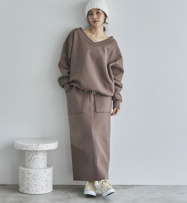 Doux archives「裏起毛Ｖネック前後２ＷＡＹプルオーバー」|Tシャツ・カットソー|