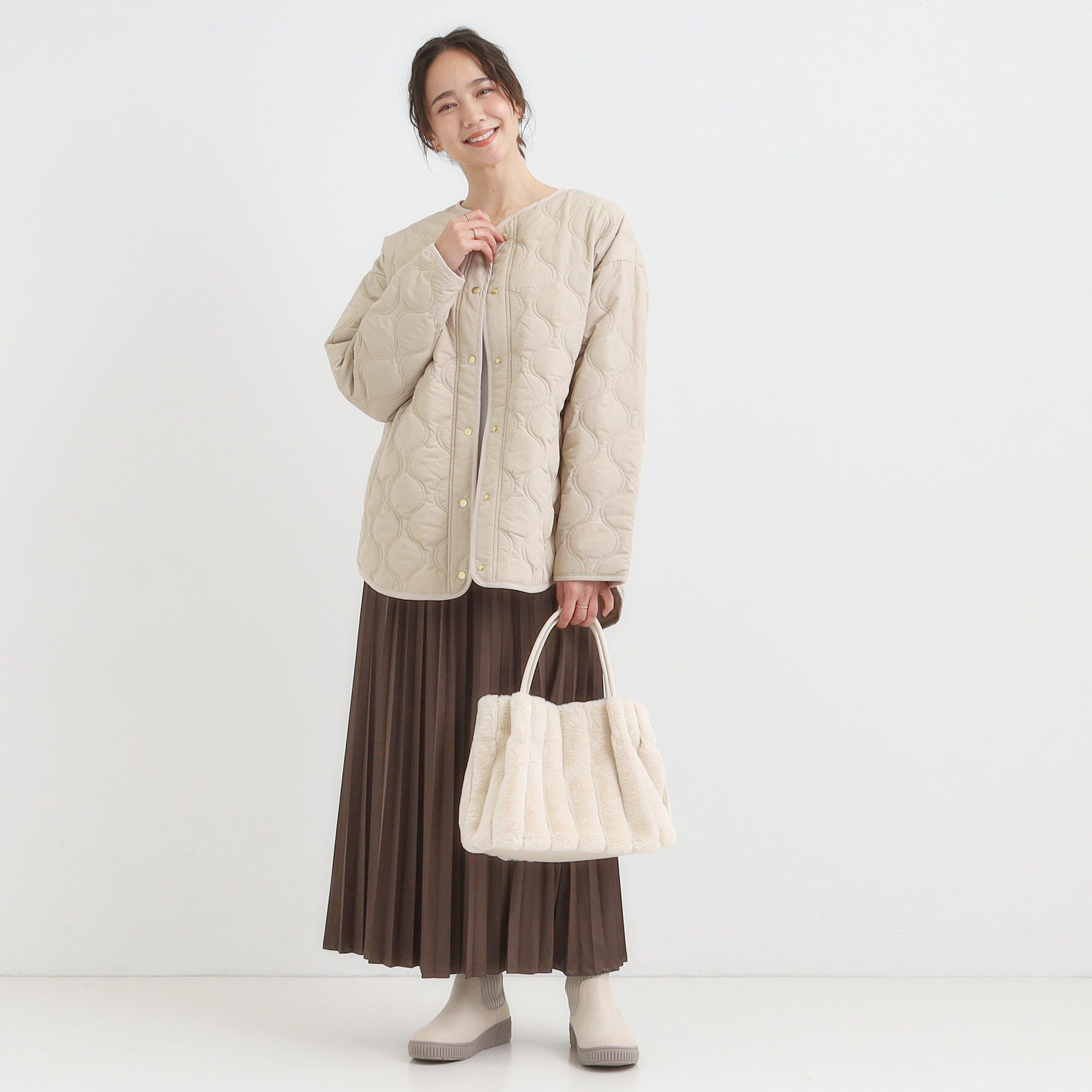 SHOO･LA･RUE「【高レビュー/2WAY】きれい見えで上品な ストライプファートートバッグ」|トートバッグ|