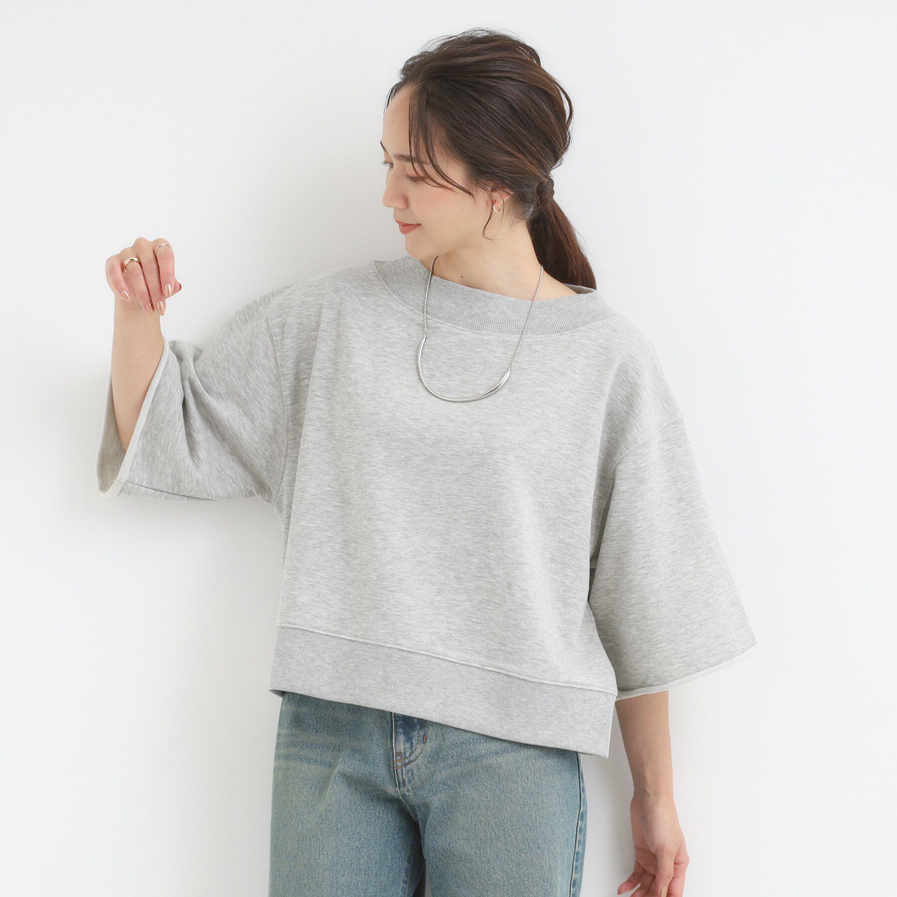 SHOO･LA･RUE「【2点セット】ハーフスリーブミニ裏毛プルオーバー＆レースタンクトップSET」|その他|