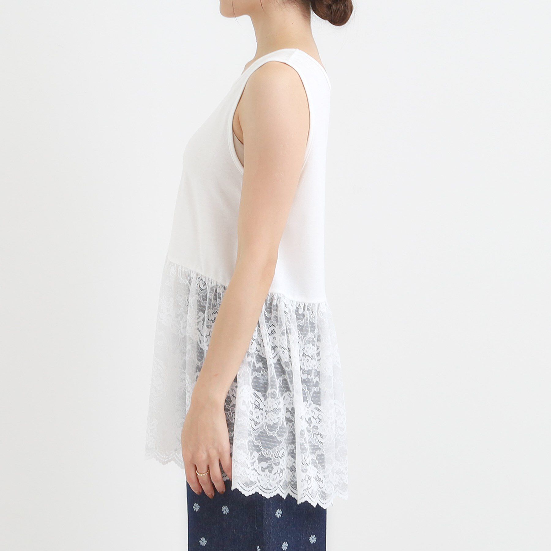 SHOO･LA･RUE「【2点セット】ハーフスリーブミニ裏毛プルオーバー＆レースタンクトップSET」|その他|