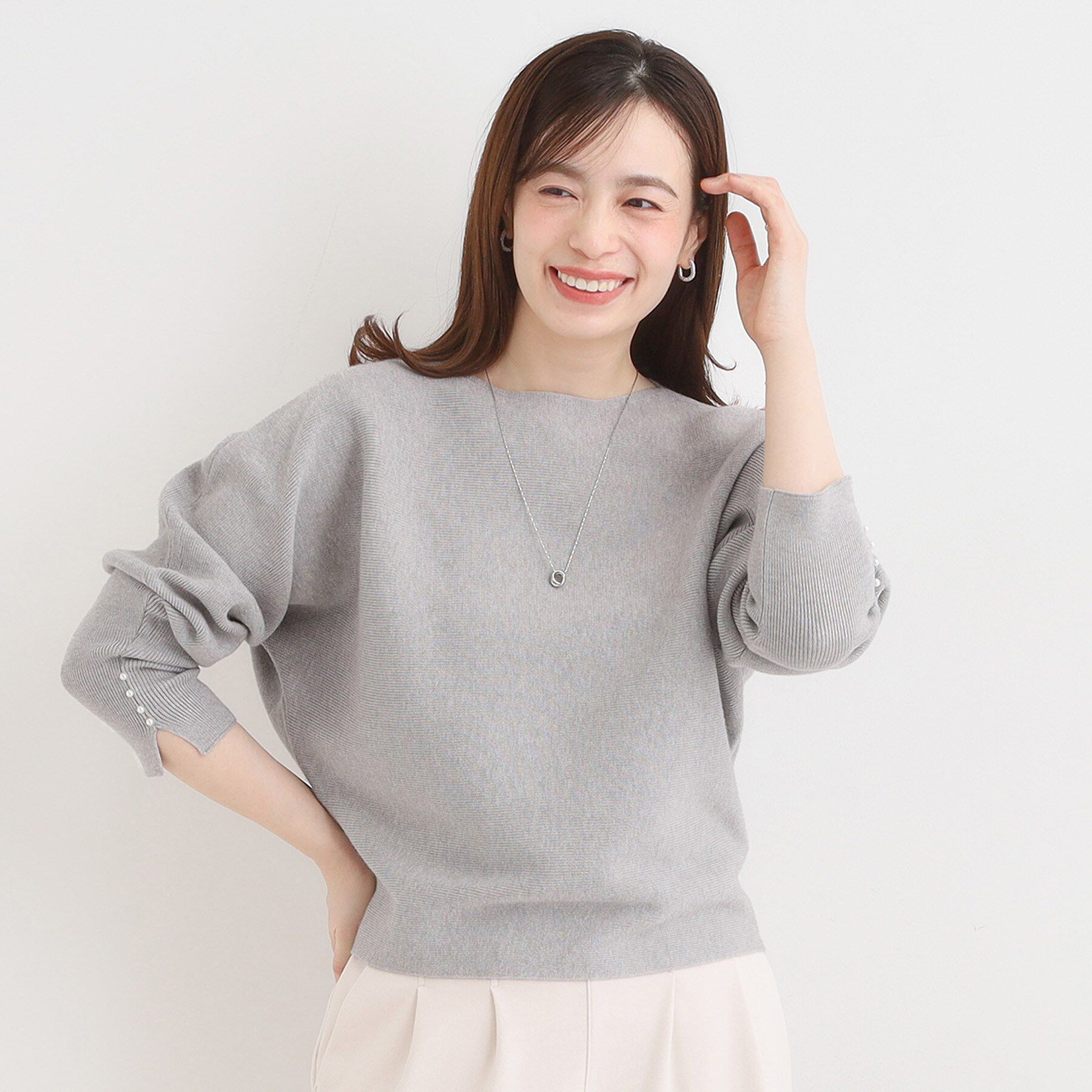 SHOO･LA･RUE「【洗濯機可】女性らしさ溢れる もちもちタッチが心地よい ドルマンニット」|ニット・セーター|