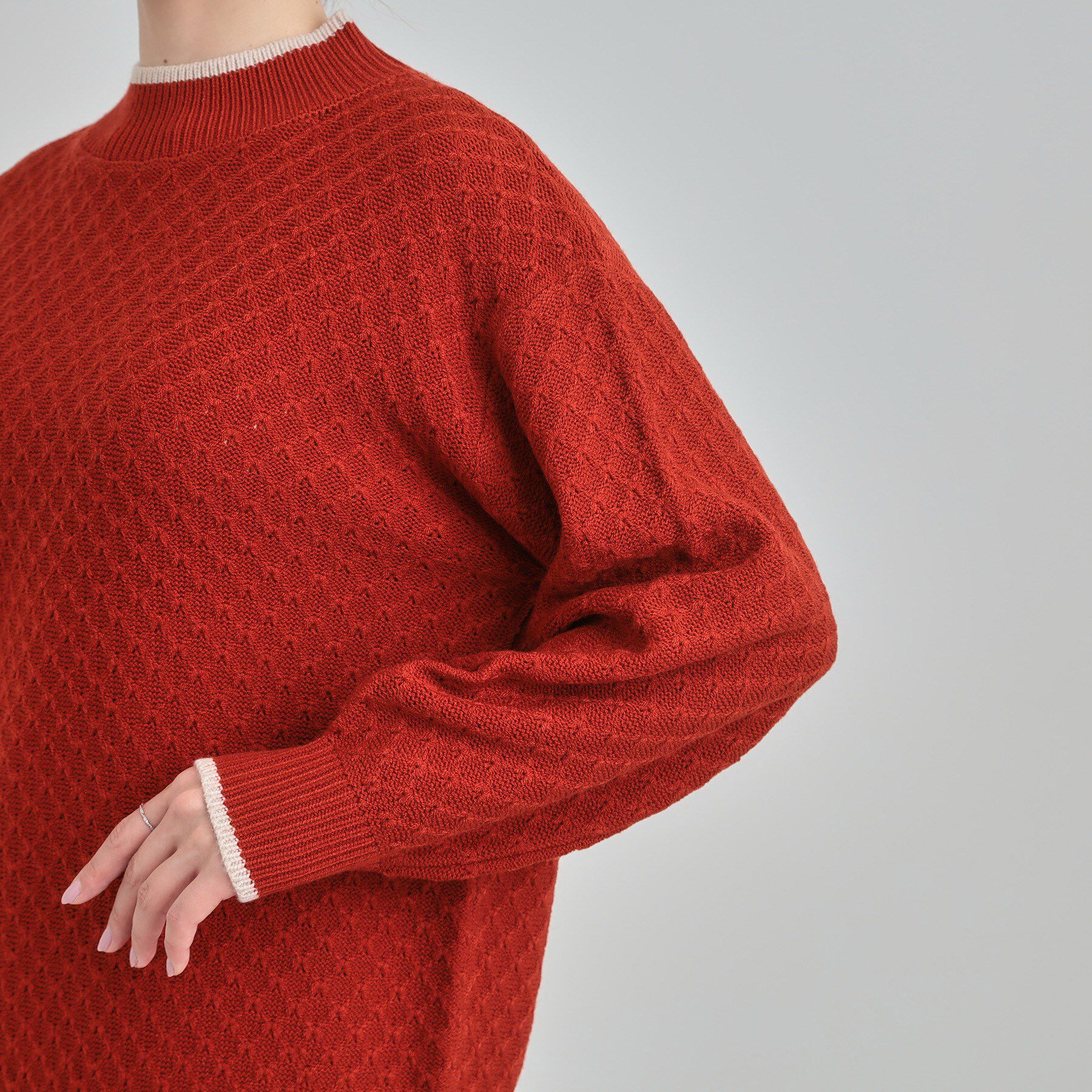 SHOO･LA･RUE「【洗濯機可/毛玉レス】配色がアクセント ダイヤ柄ゆるニット」|ニット・セーター|