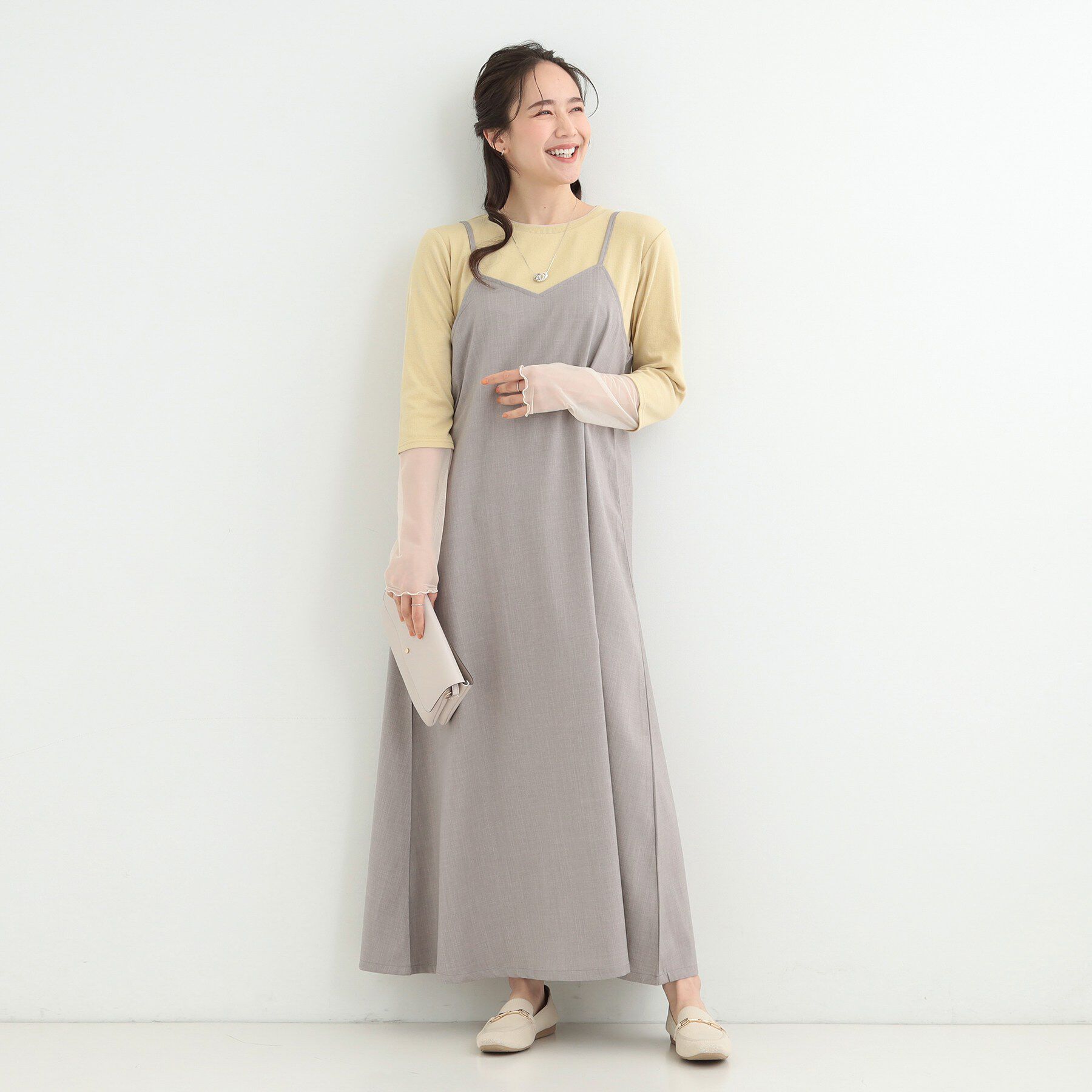 SHOO･LA･RUE「【2点セット/S-LL】おとなの抜け感 ショート丈シャツ＋キャミワンピース」|スーツ|