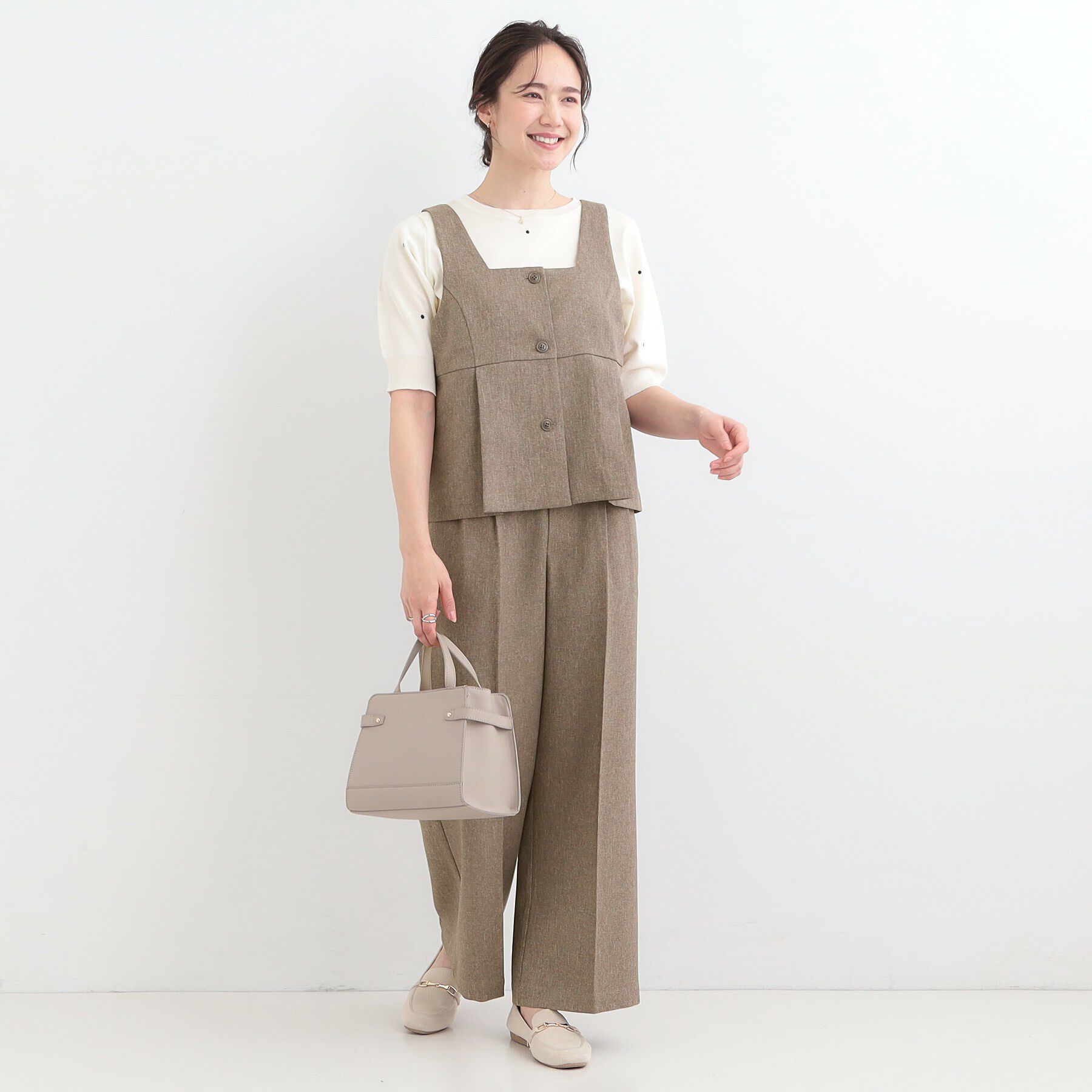 SHOO･LA･RUE「【2点セット/S-LL】大人っぽく上品に見える 麻調セットアップ」|スーツ|