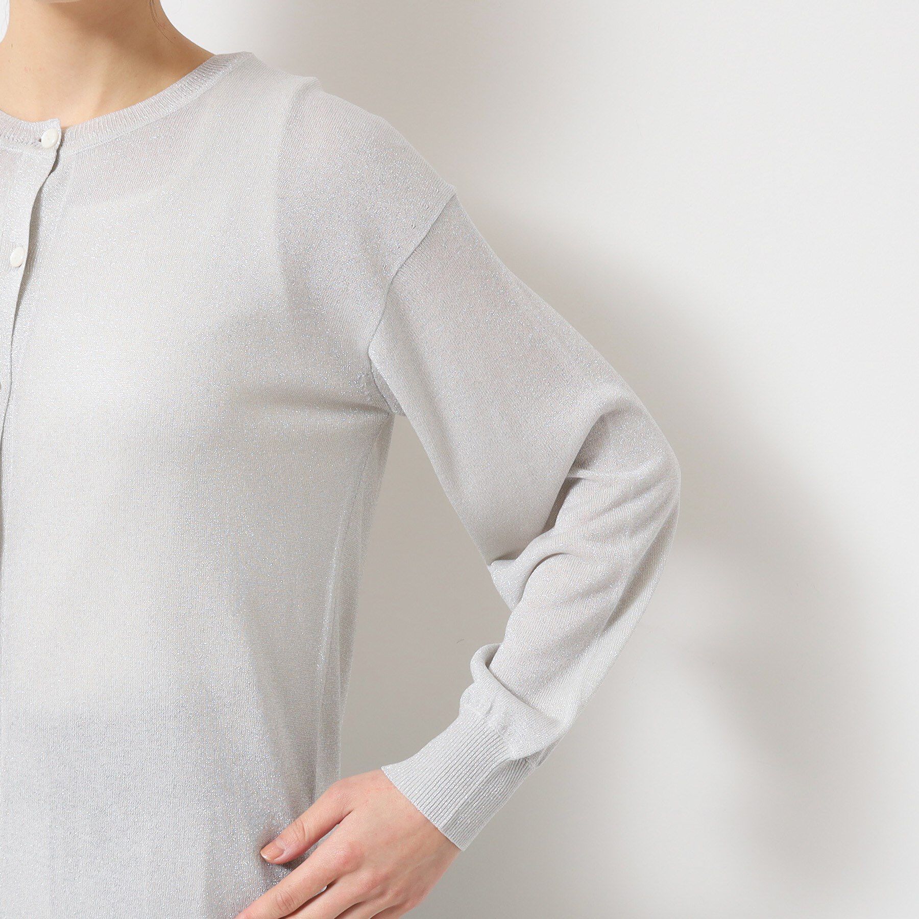 Dessin「【洗える】クルーネックミドル丈ラメカーディガン（S～L）」|カーディガン|