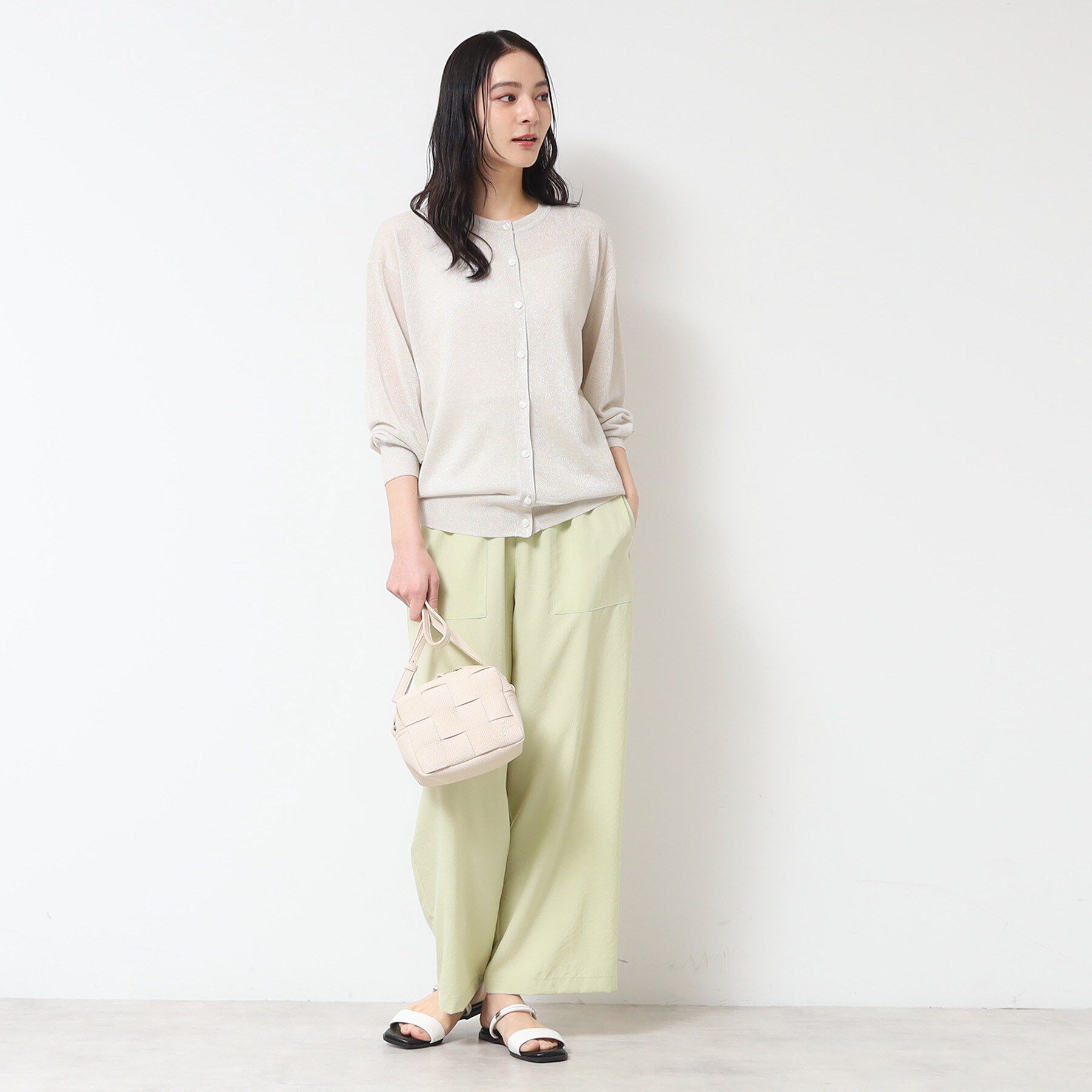 Dessin「【洗える】クルーネックミドル丈ラメカーディガン（S～L）」|カーディガン|