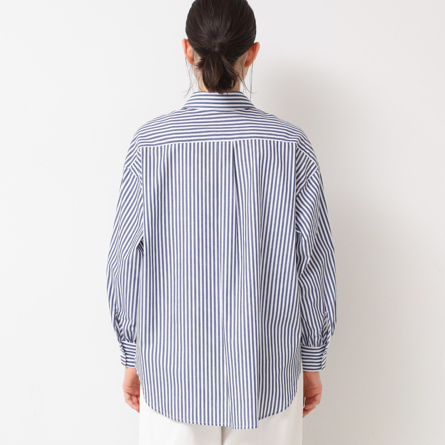 Dessin「【洗える】ロゴ刺繍入りストライプオーバーシャツ」|シャツ・ブラウス|