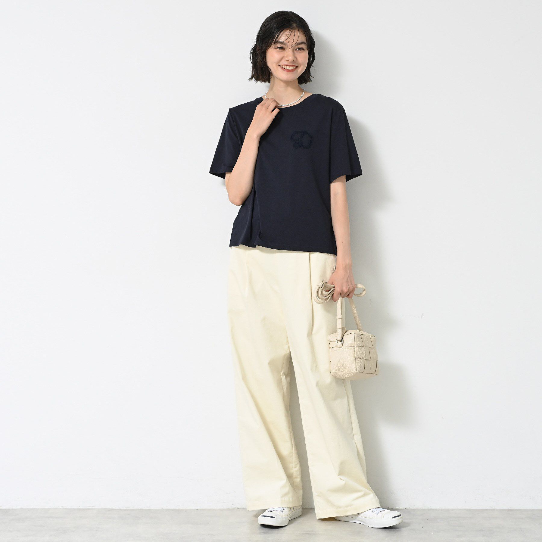 Dessin「【洗える】チュール刺繍Tシャツ」|Tシャツ・カットソー|