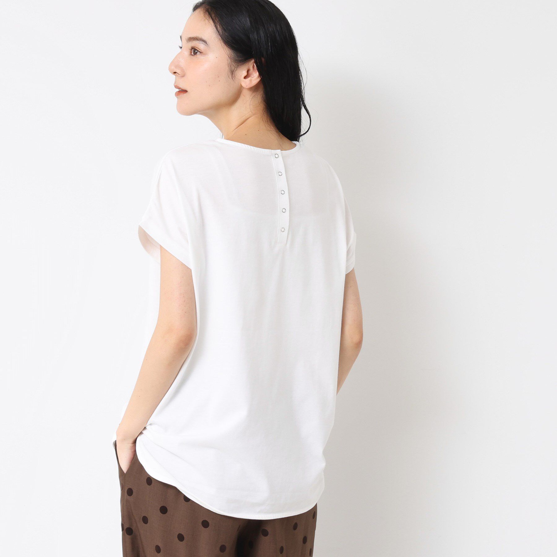 Dessin「【洗える】フレンチスリーブロゴ入りTシャツ」|Tシャツ・カットソー|