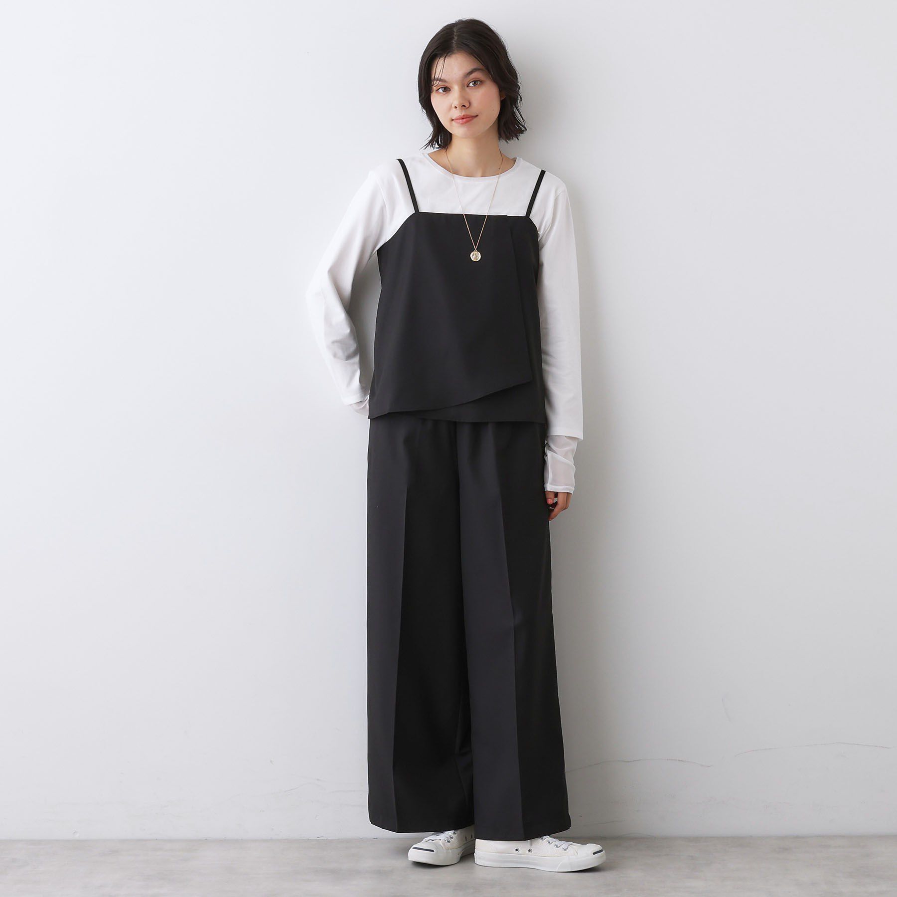 Dessin「【セットアップ可/ウエストゴム/洗える】サイドライン入りワイドパンツ」|その他|