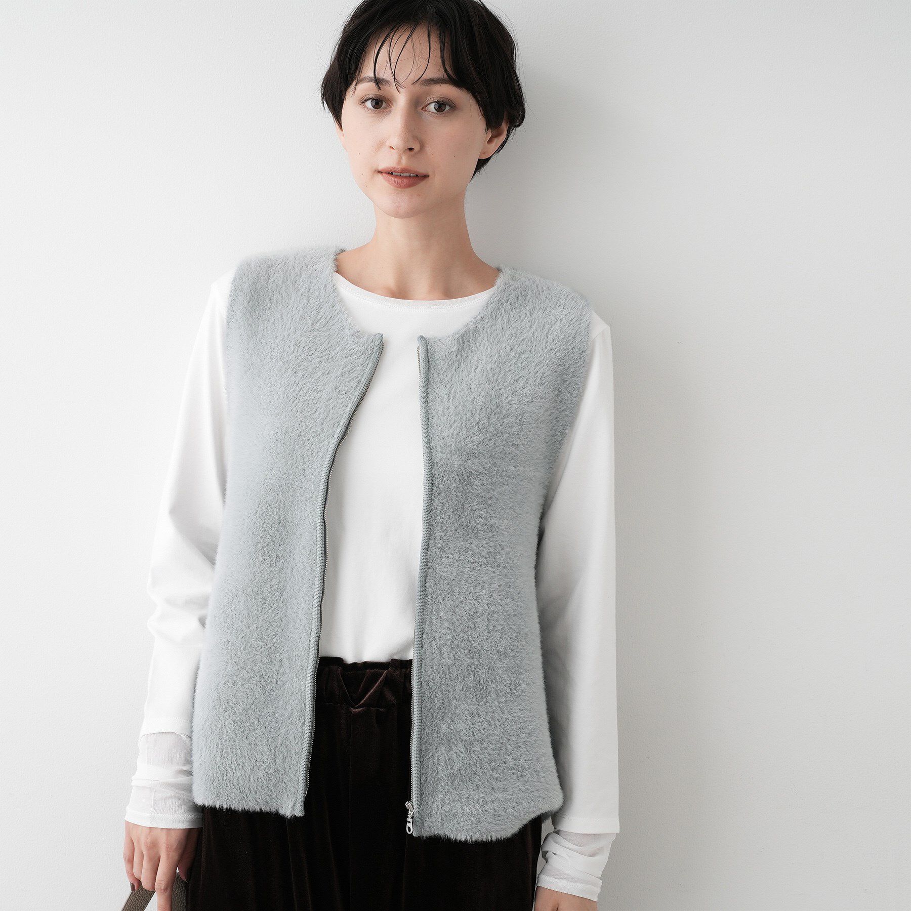 Dessin「【洗える】ファーヤーンジップジレ」|ベスト・ジレ|