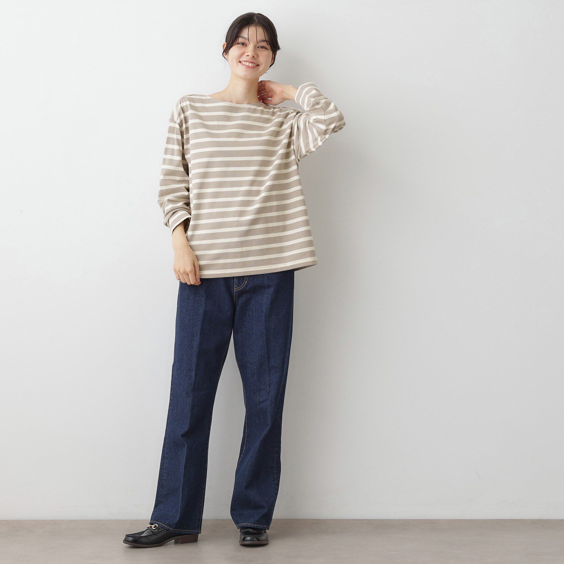 Dessin「【ユニセックス・洗える】ボートネックボーダーカットソー」|Tシャツ・カットソー|