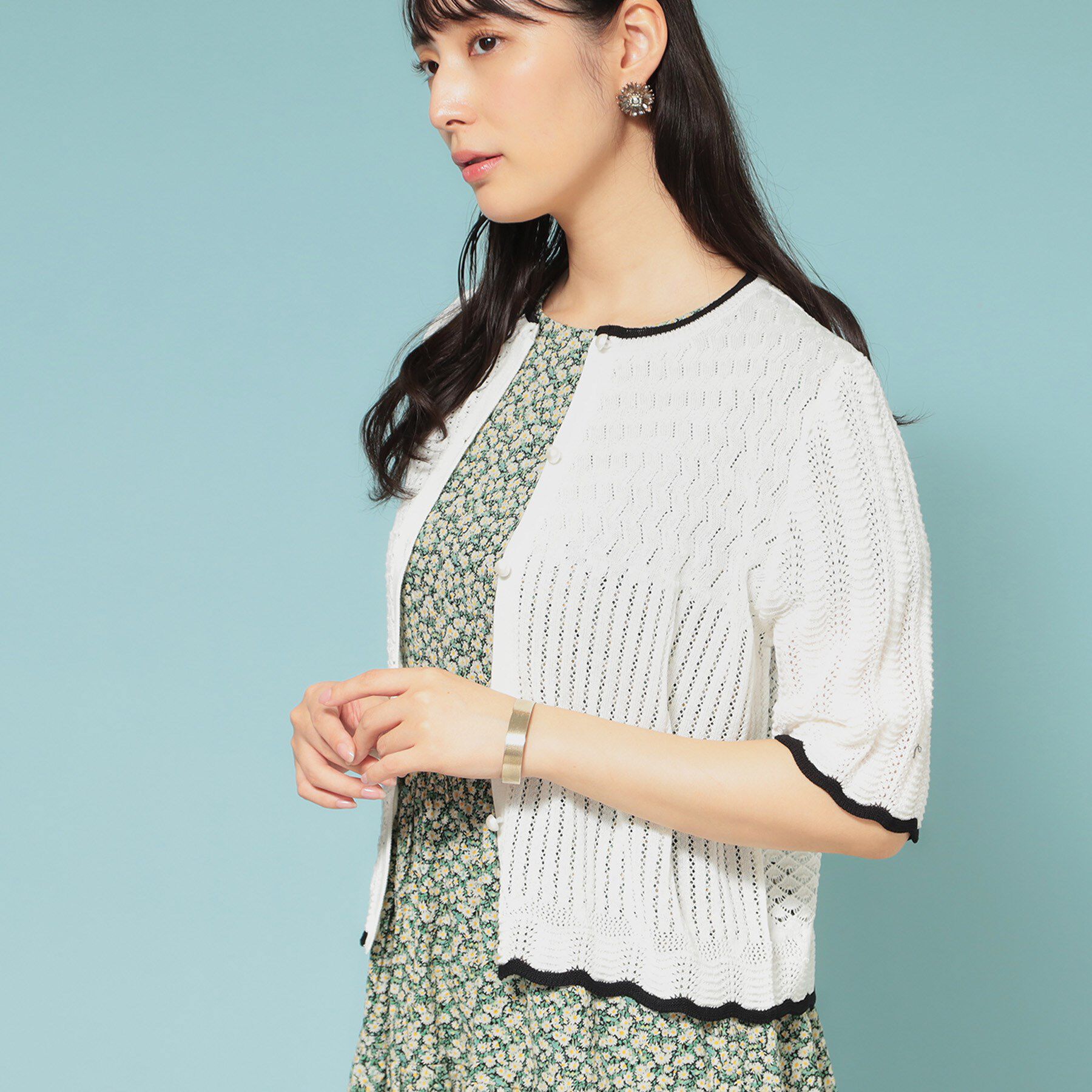SunaUna「【透かし柄】スカラップカーディガン」|カーディガン|
