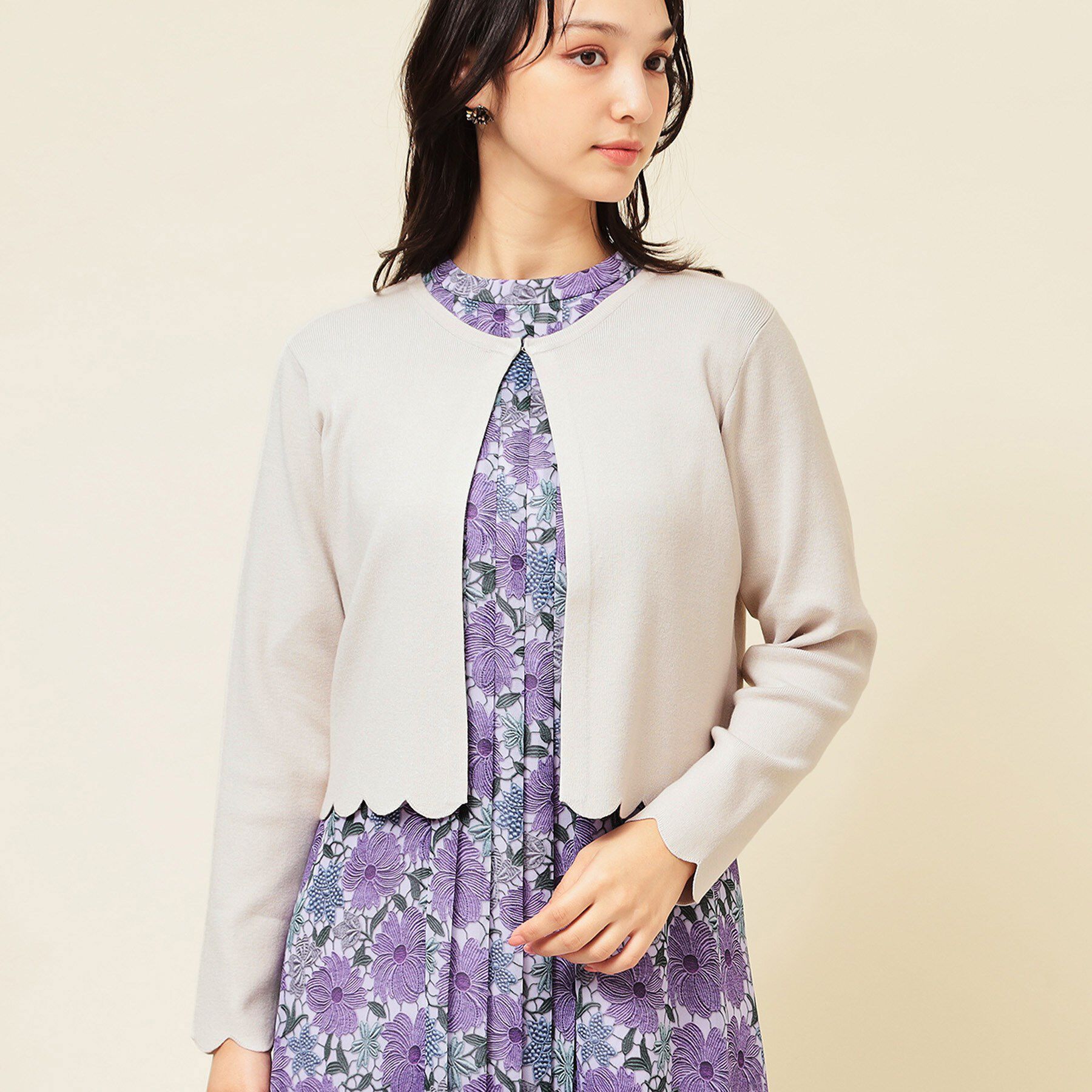 SunaUna「【4色展開／定番】スカラップボレロ」|カーディガン|