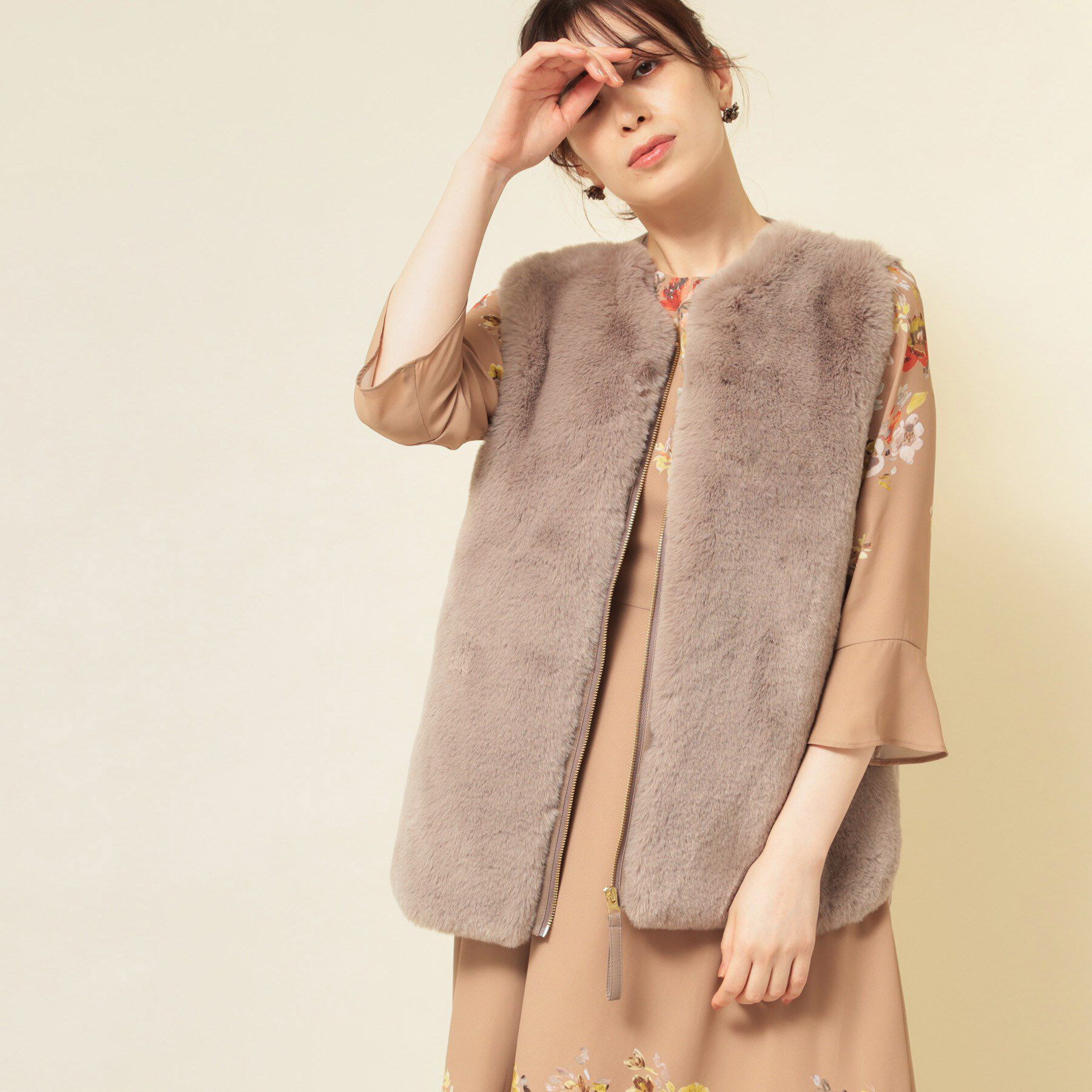 SunaUna「【3色展開】フェイクファーベスト」|ベスト・ジレ|