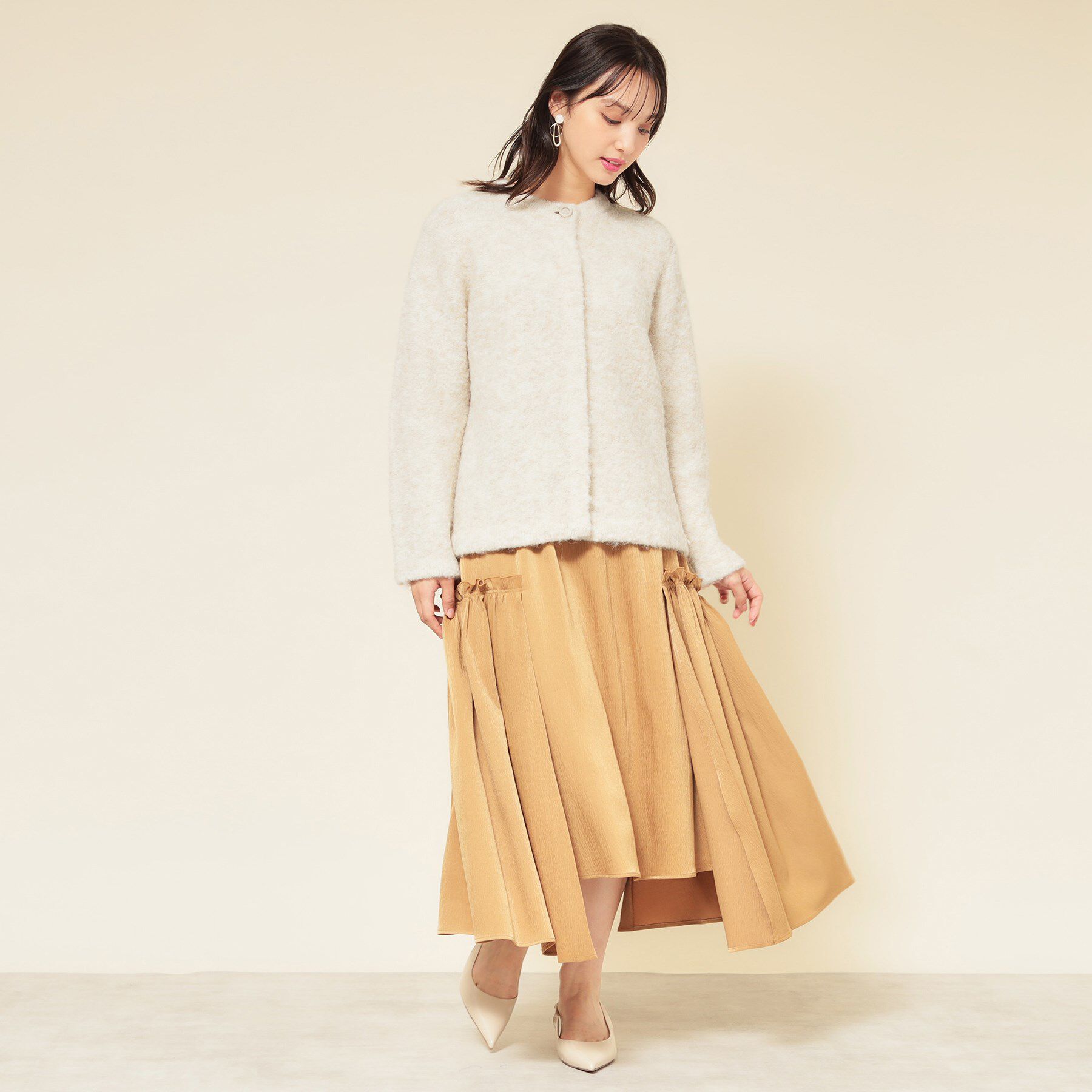 SunaUna「【ループヤーン／ふんわり】ミドル丈カーディガン」|カーディガン|