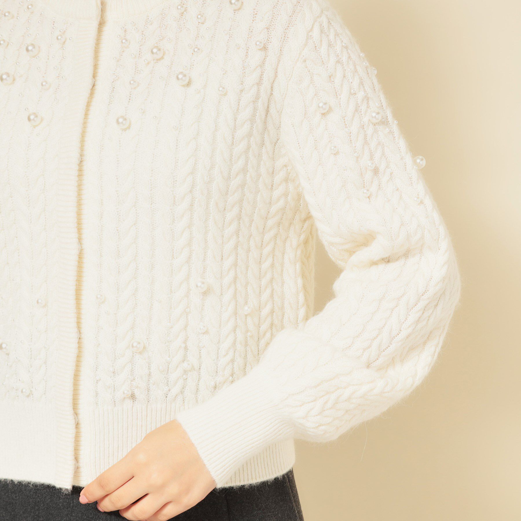 SunaUna「【COLLECTION LINE】パール調カーデ」|カーディガン|