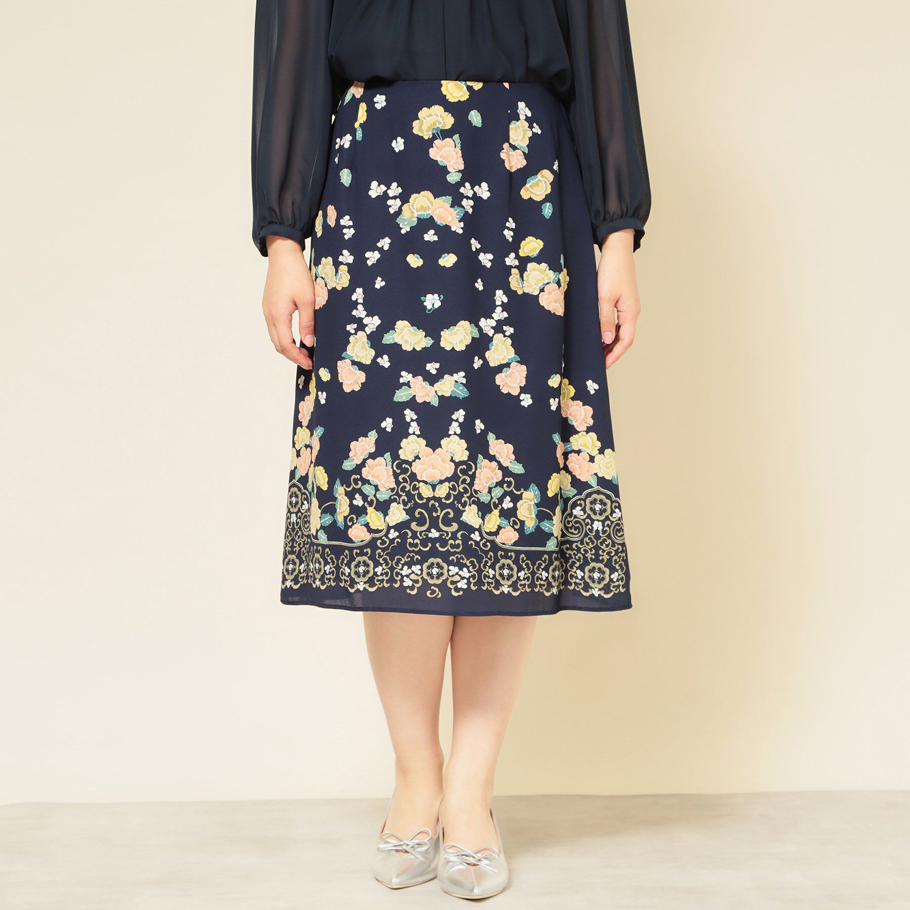 SunaUna「【co creation and yours／SS～L】オリエンタル柄パネルスカート」|スカート|