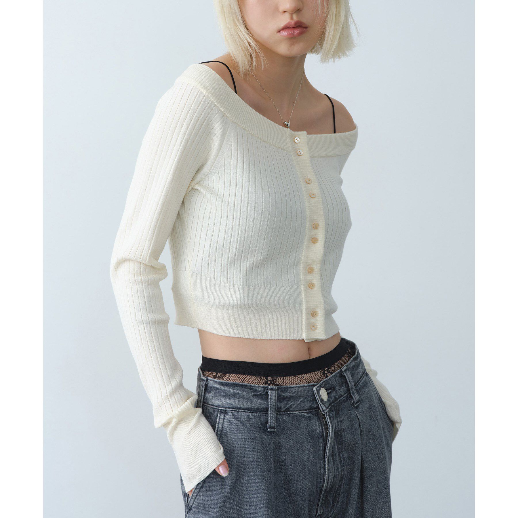 CODE A「short cardigan」|カーディガン|アイボリー(004)