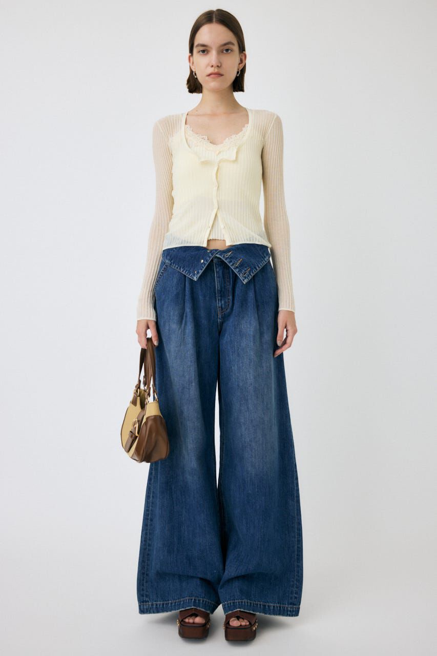 MOUSSY「SHEER RIB カーディガン」|カーディガン|