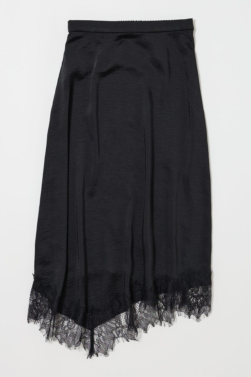 MOUSSY「LACE TRIM SLIP スカート」|スカート|BLK