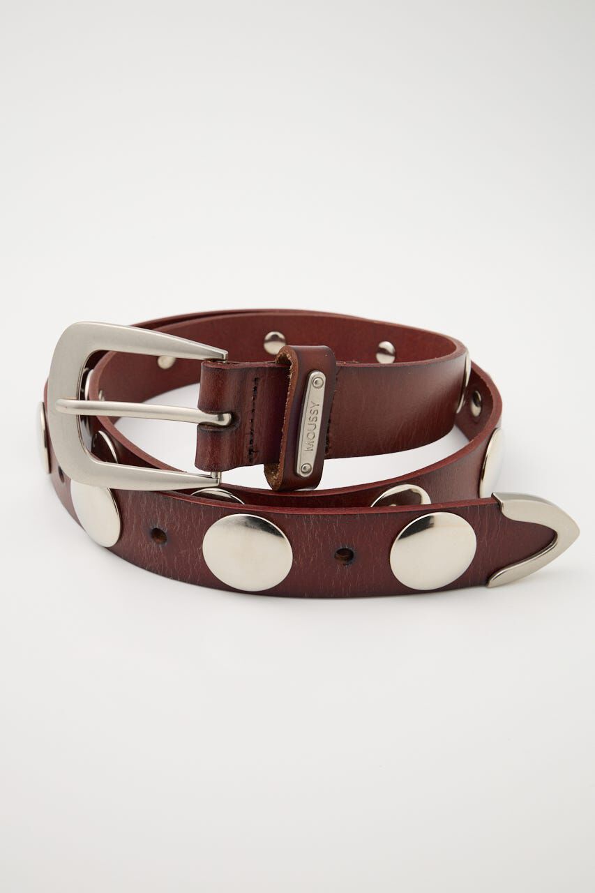 MOUSSY「STUDS LEATHER ベルト」|ベルト|BRN