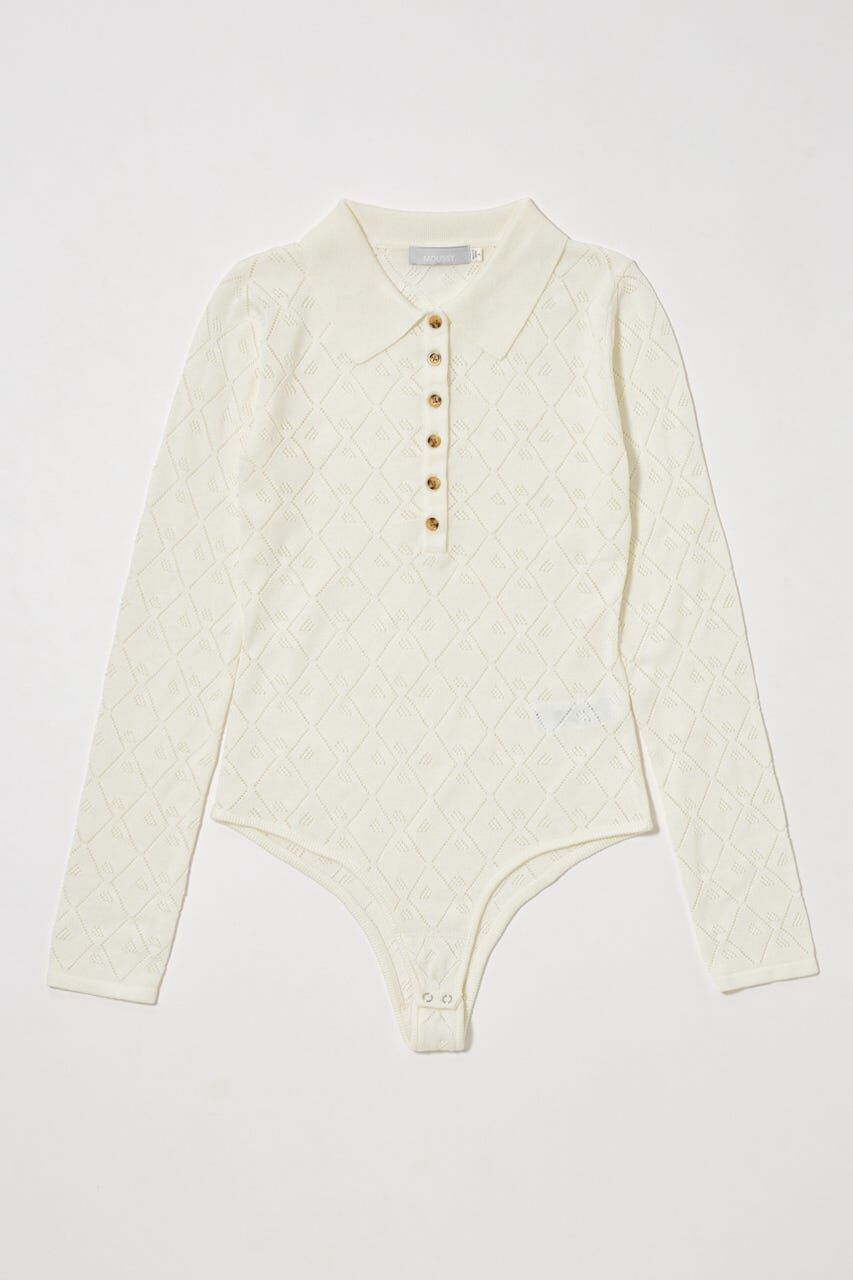 MOUSSY「EYELET KNIT ボディスーツ」|ニット・セーター|WHT