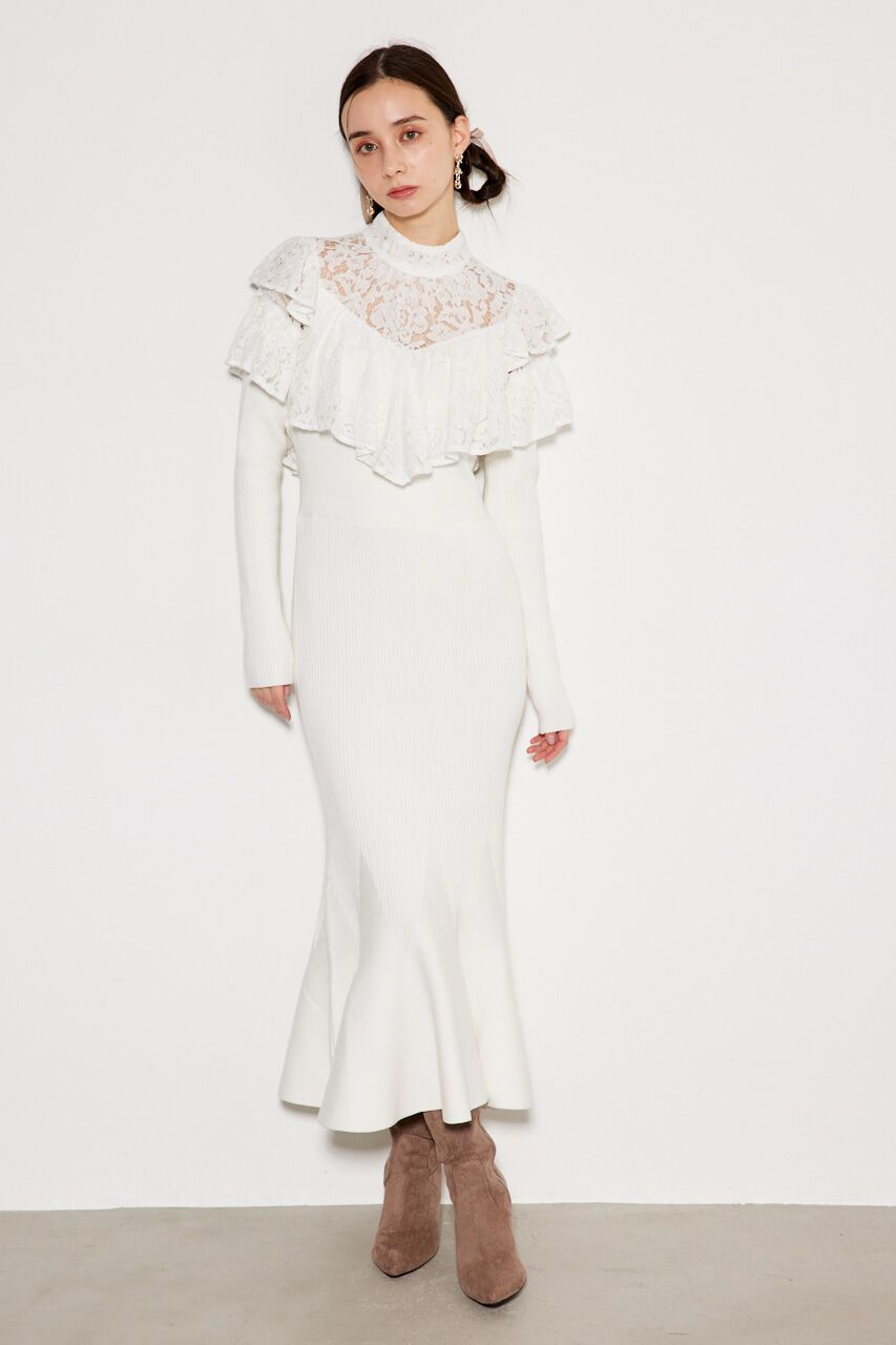 rienda「レースコンビマーメイドKnit OP」|ワンピース|