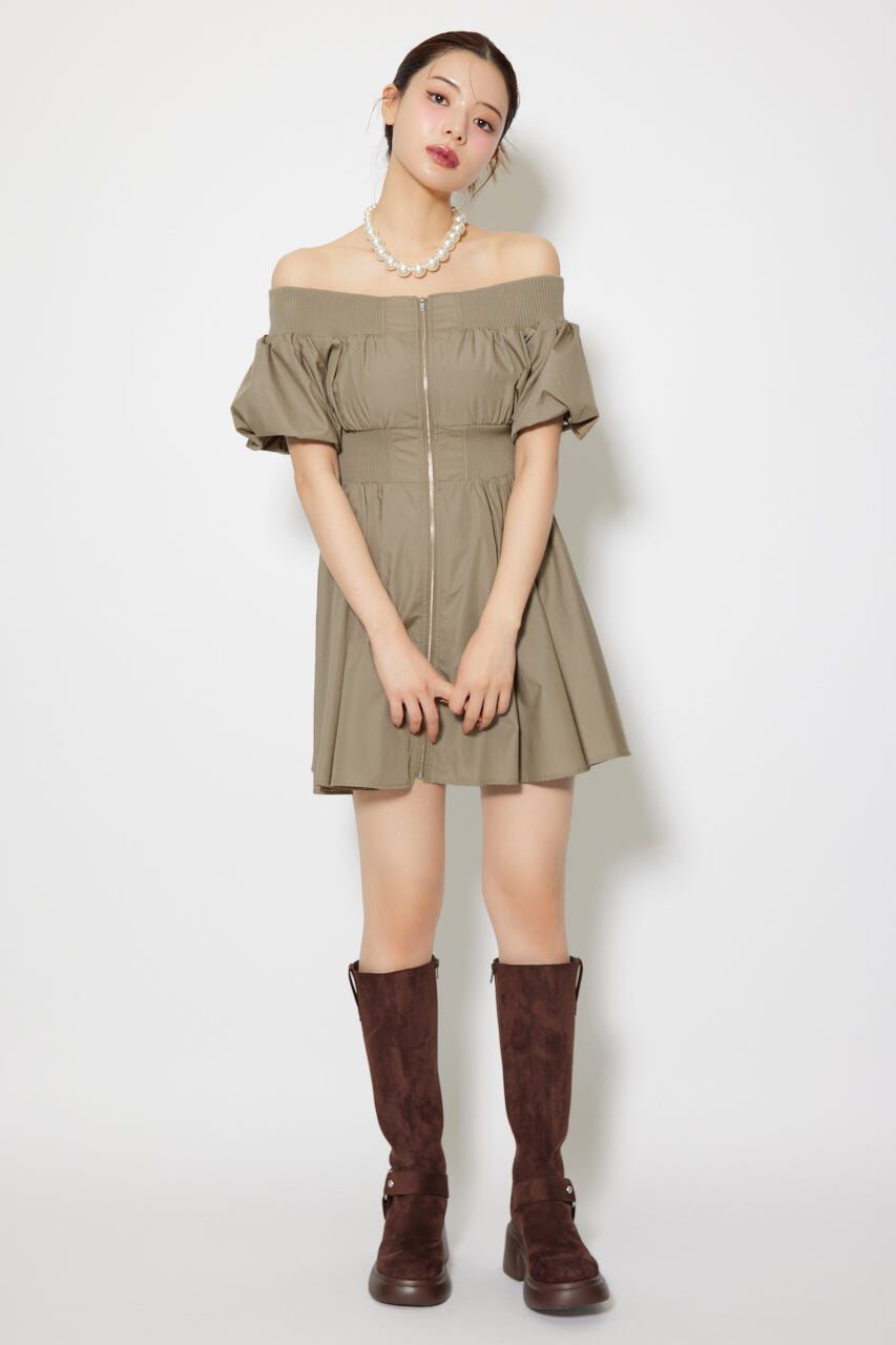 rienda「MA-1オフショルミニフレアワンピース」|ワンピース|