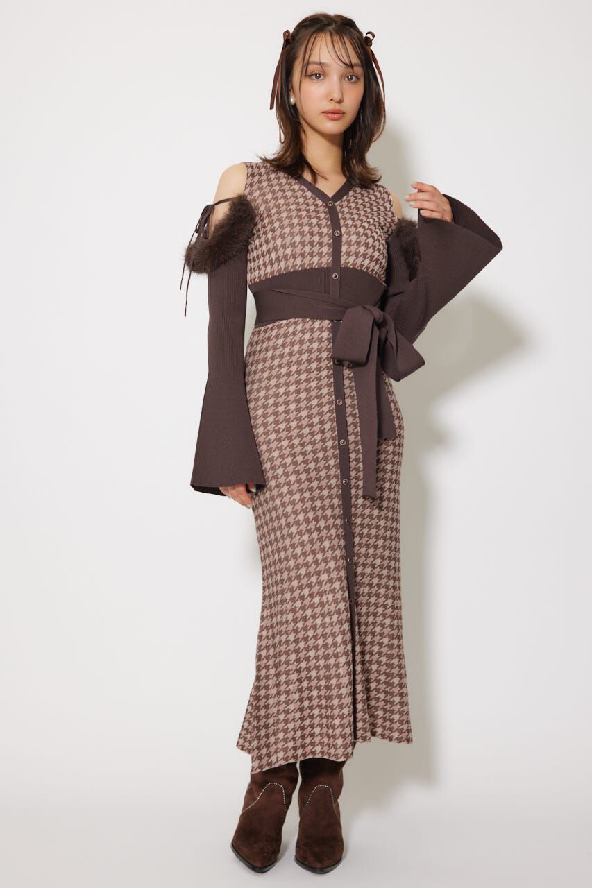 rienda「many wayフェイクファージャガードニットワンピース」|ワンピース|