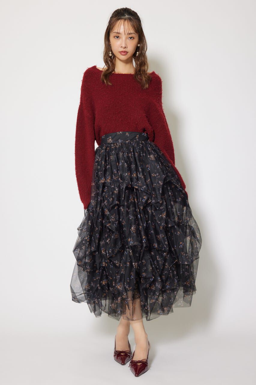 rienda「ランダムタックチュールスカート」|スカート|