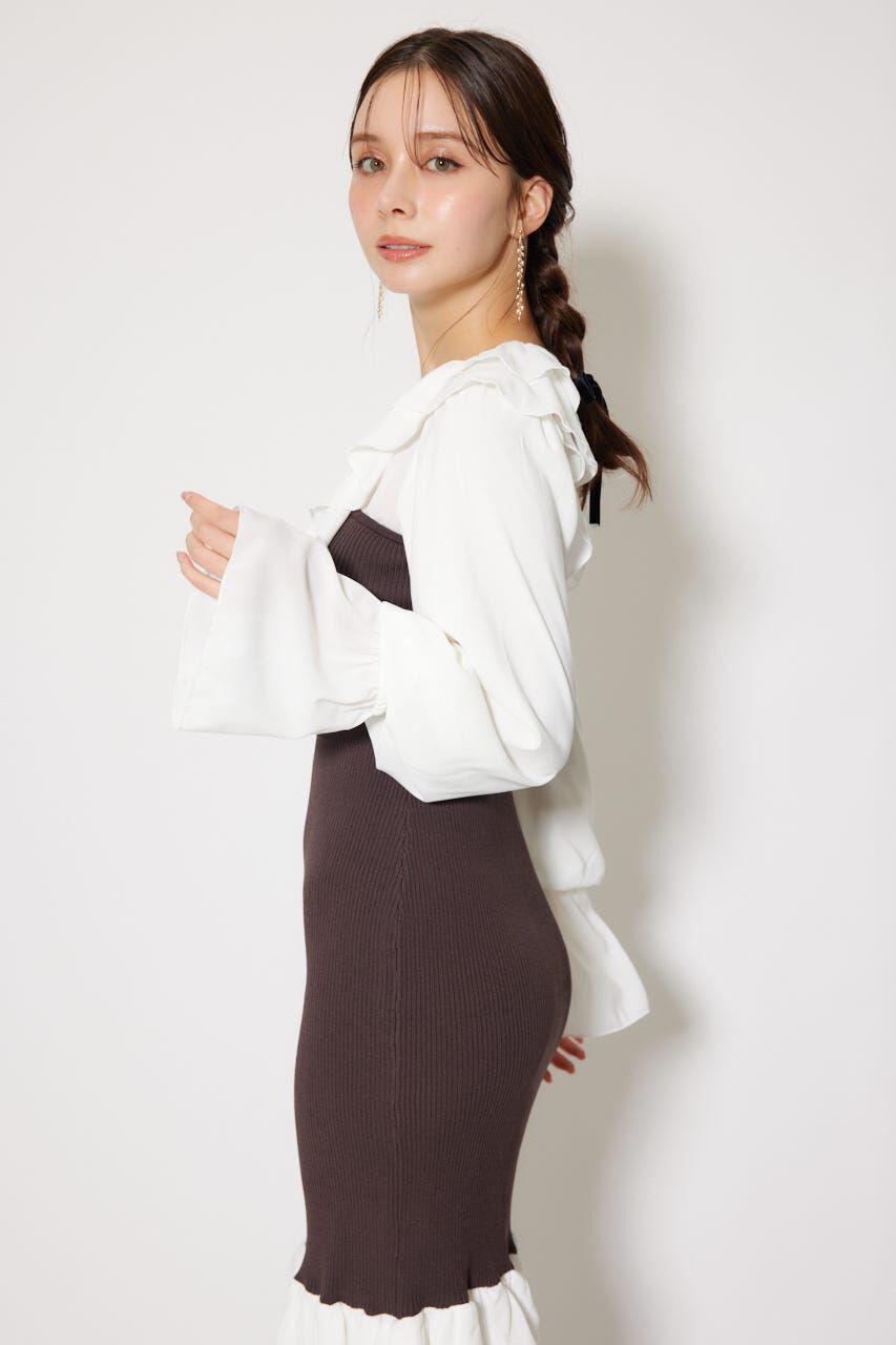 rienda「ダブルフリルコンビニットワンピース」|ワンピース|