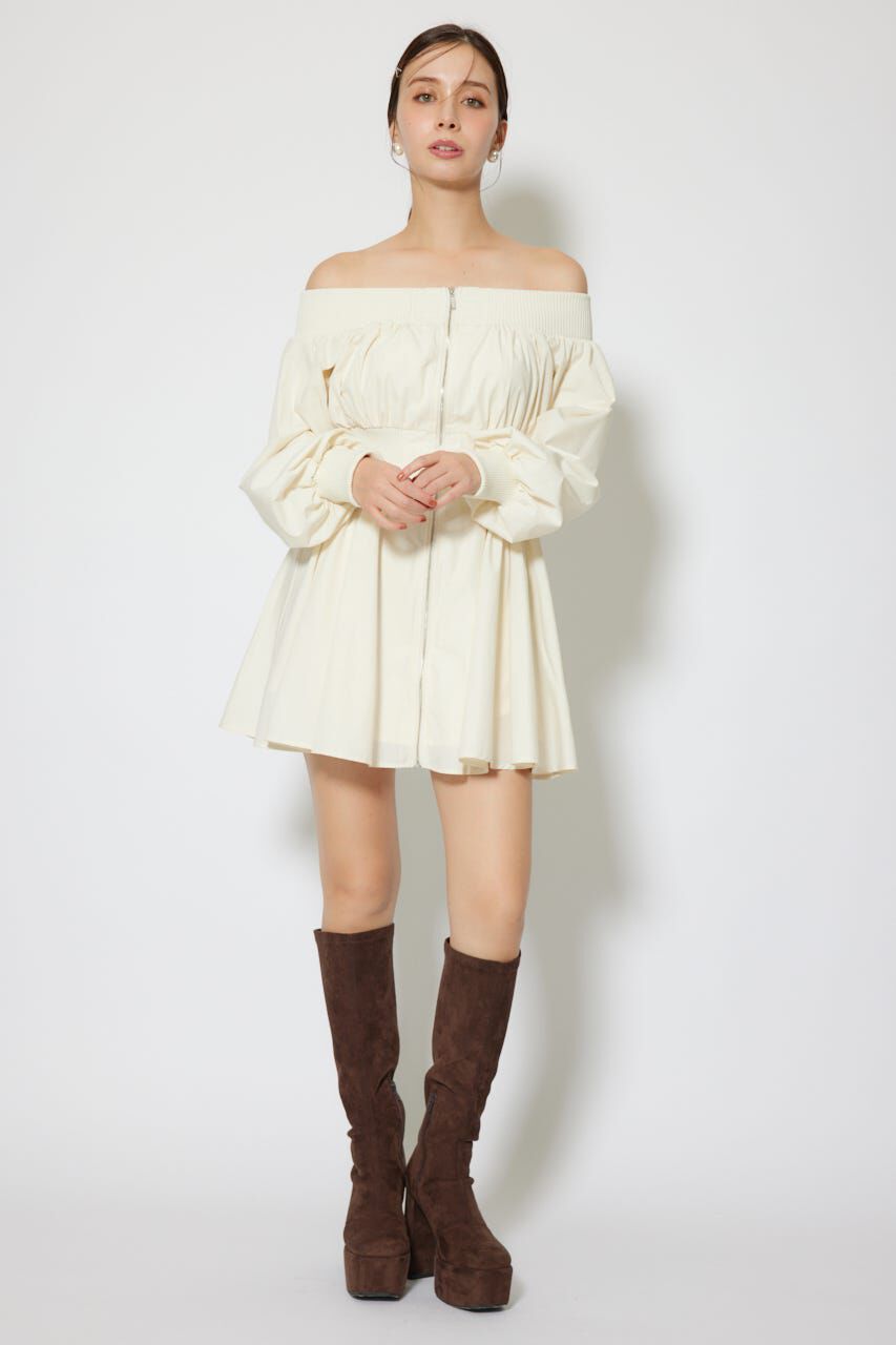 rienda「MA-1オフショルロングスリーブミニワンピース」|ワンピース|