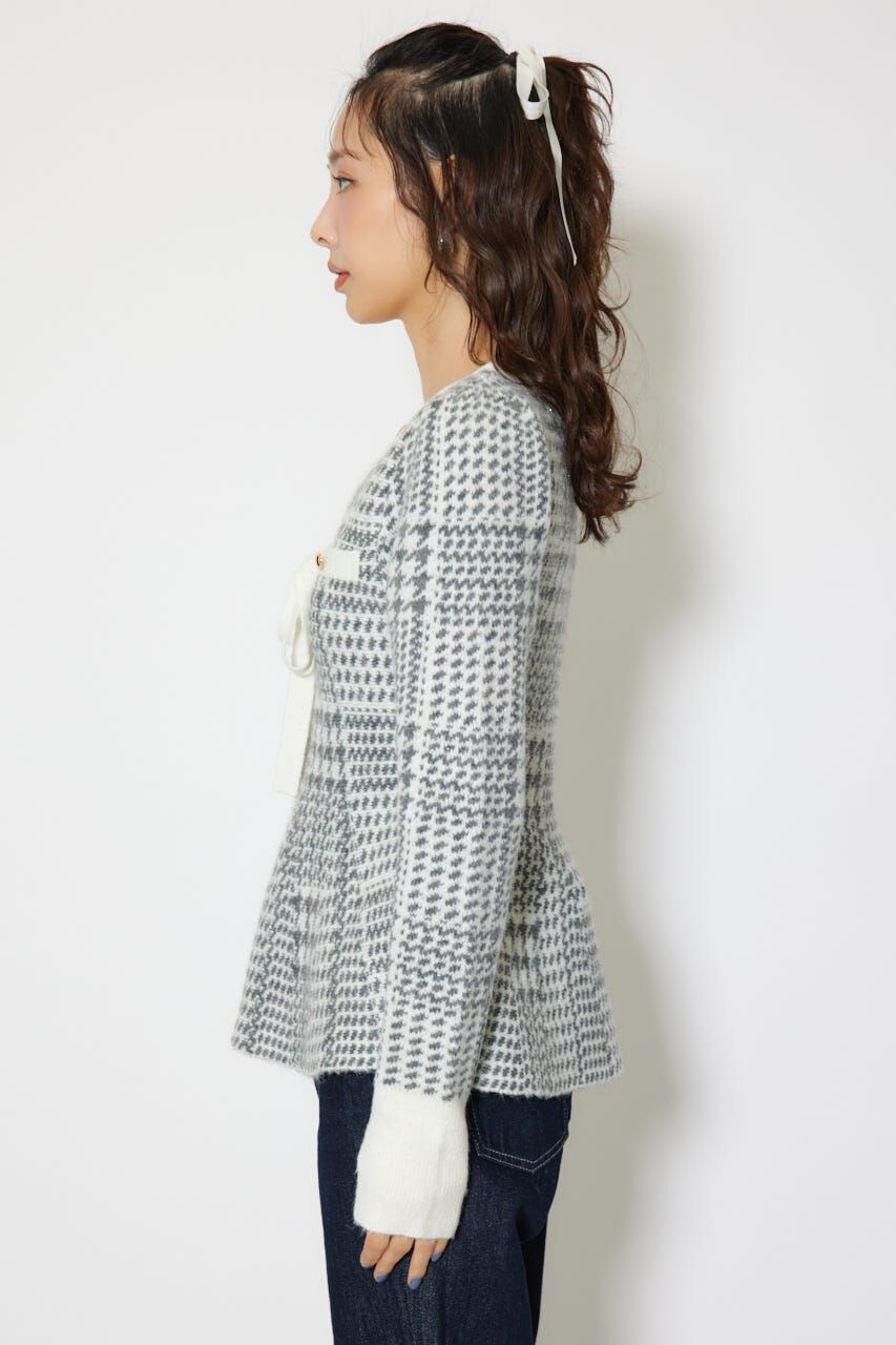 rienda「2WAYペプラムジャガードニットカーディガントップス」|ニット・セーター|