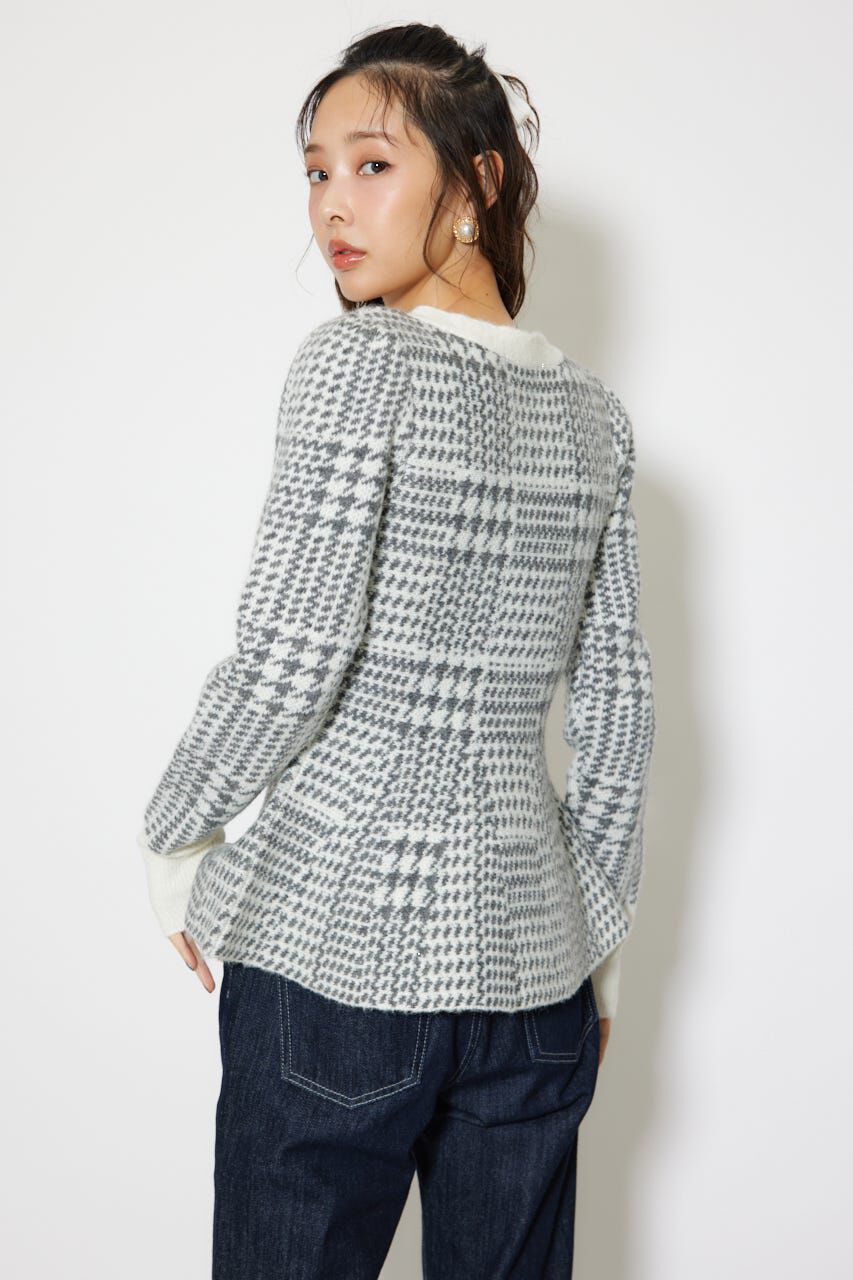 rienda「2WAYペプラムジャガードニットカーディガントップス」|ニット・セーター|