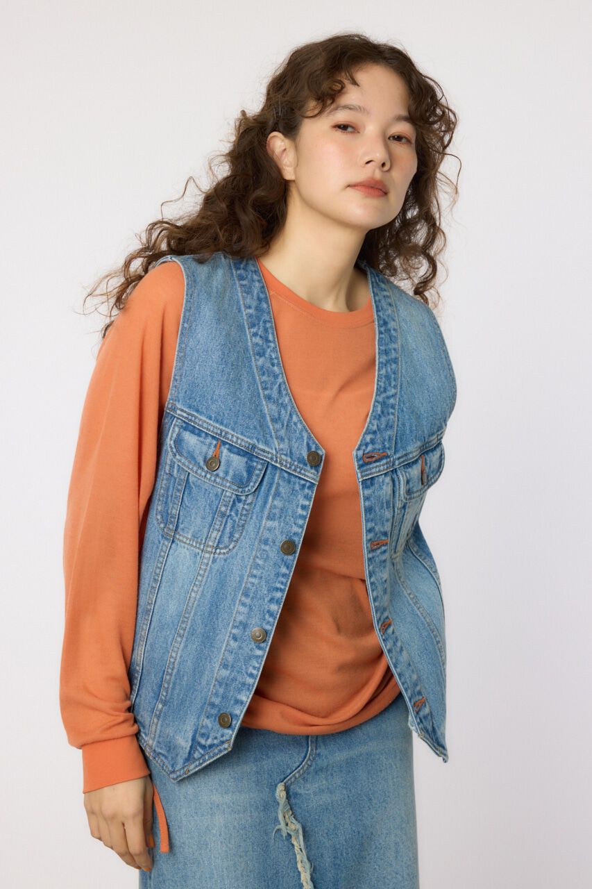 RODEO CROWNS「V CUT デニムベスト」|ダウンベスト・ベスト|BLU