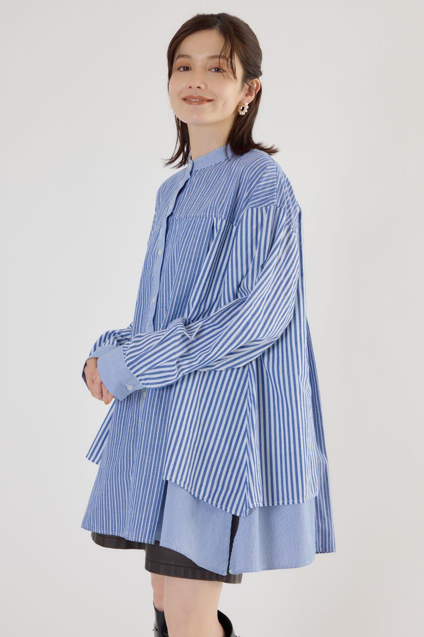 RODEO CROWNS「サイドティアードシャツチュニック」|ワンピース|柄BLU5