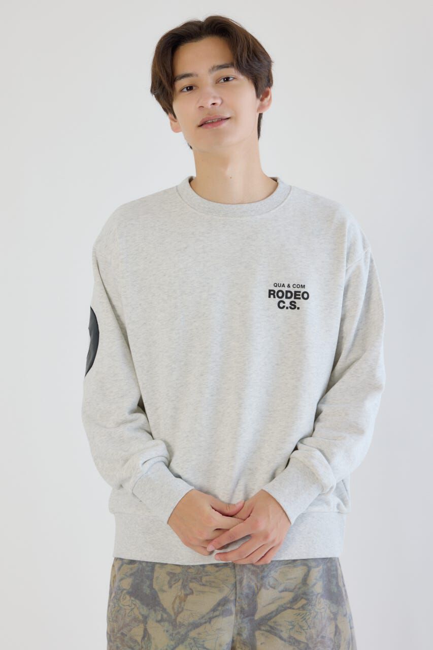 RODEO CROWNS「メンズフェイクレザーパッチスウェット」|パーカー|