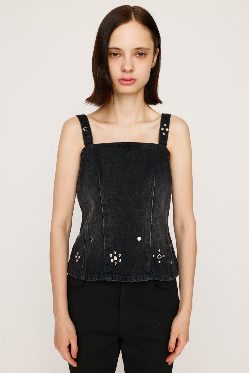 SLY「STUDS DENIM BUSTIER-E」|チューブトップ|