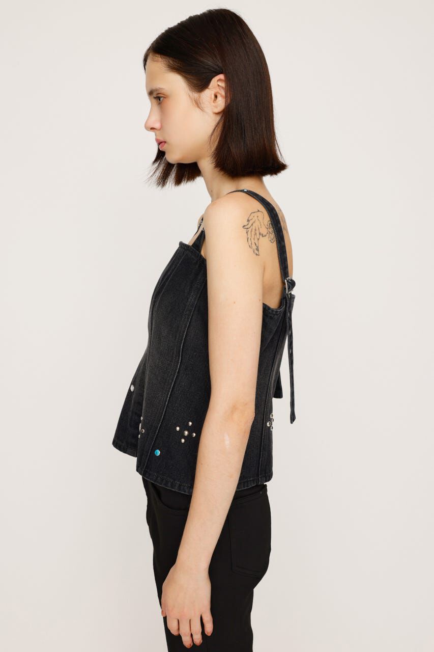 SLY「STUDS DENIM BUSTIER-E」|チューブトップ|