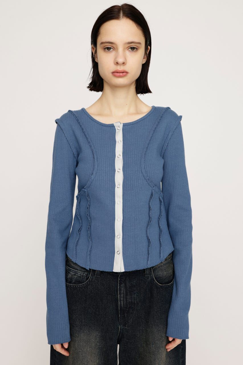 SLY「FRONT BUTTON CUT RIB トップス」|Tシャツ・カットソー|